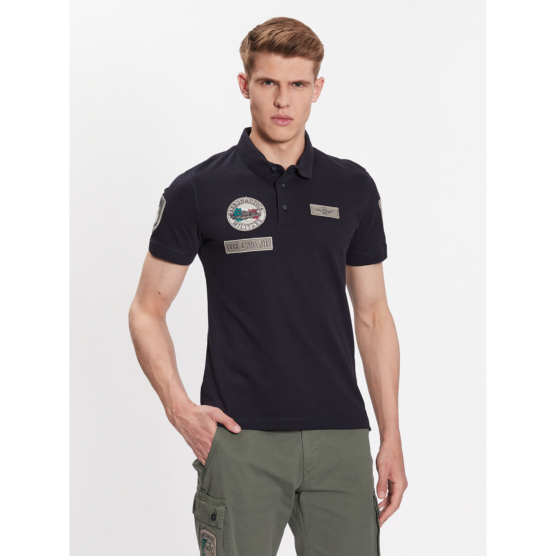 Aeronautica Militare Tricou polo 231PO1682P192 Bleumarin Regular Fit - Pled.ro