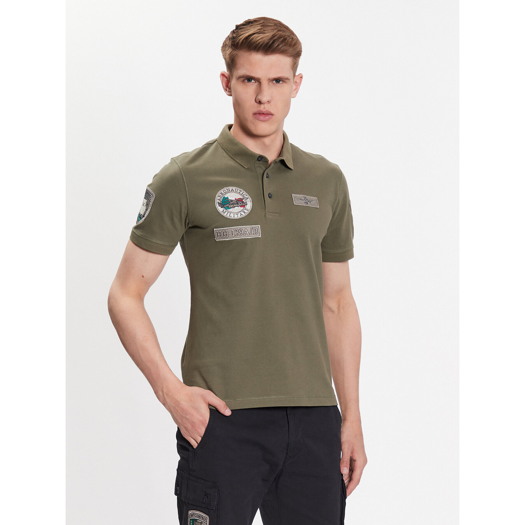 Aeronautica Militare Tricou polo 231PO1682P192 Verde Regular Fit - Pled.ro