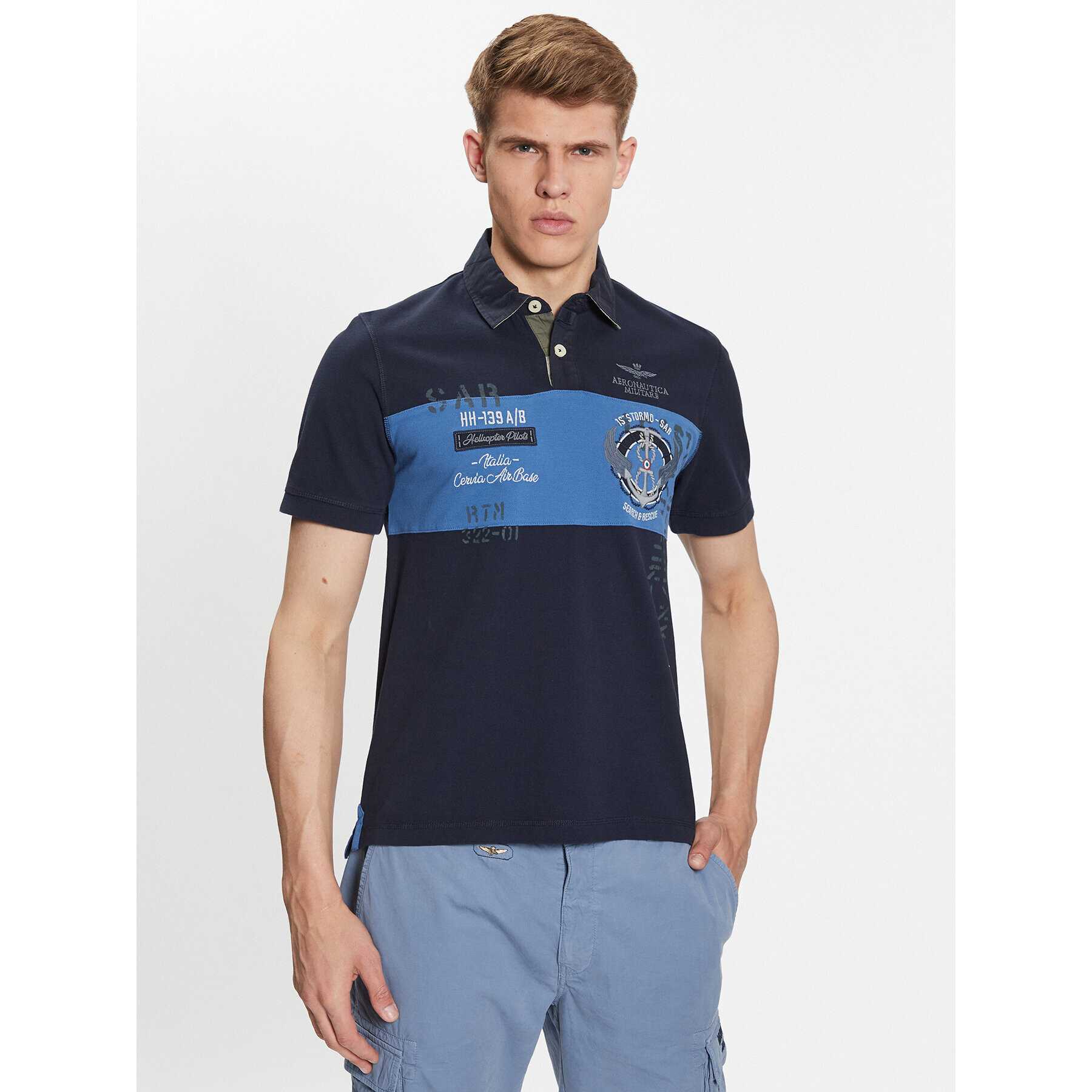 Aeronautica Militare Tricou polo 231PO1683P310 Bleumarin Regular Fit - Pled.ro