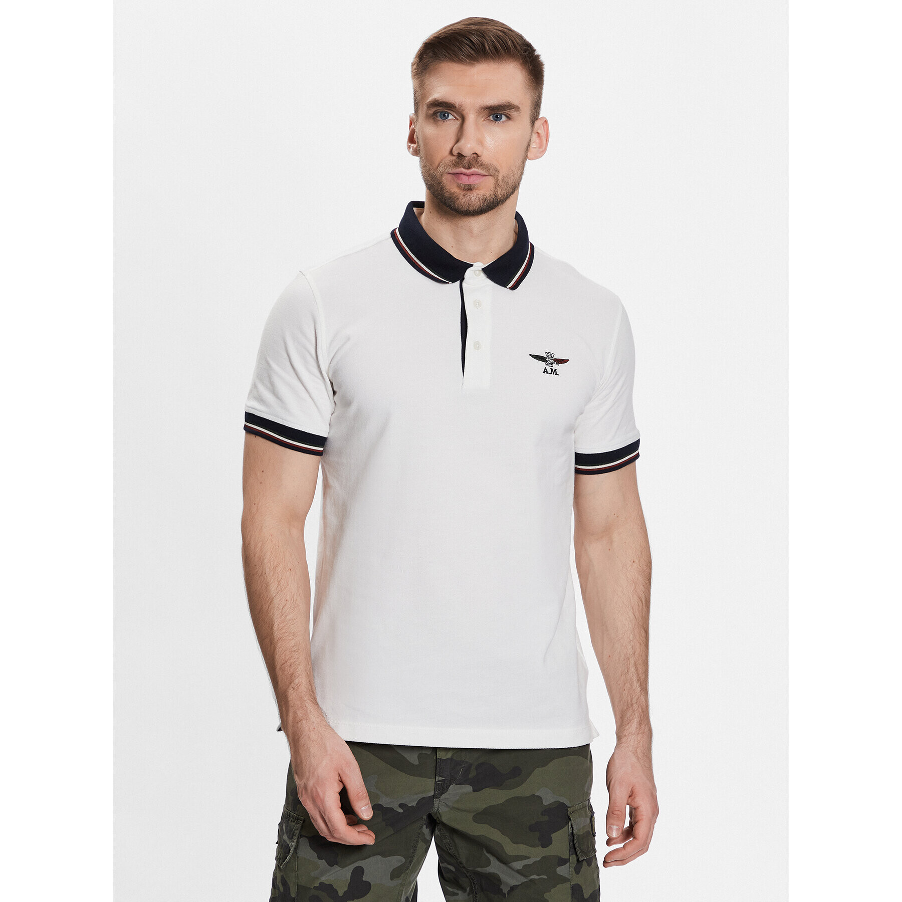 Aeronautica Militare Tricou polo 231PO1692P315 Alb Regular Fit - Pled.ro