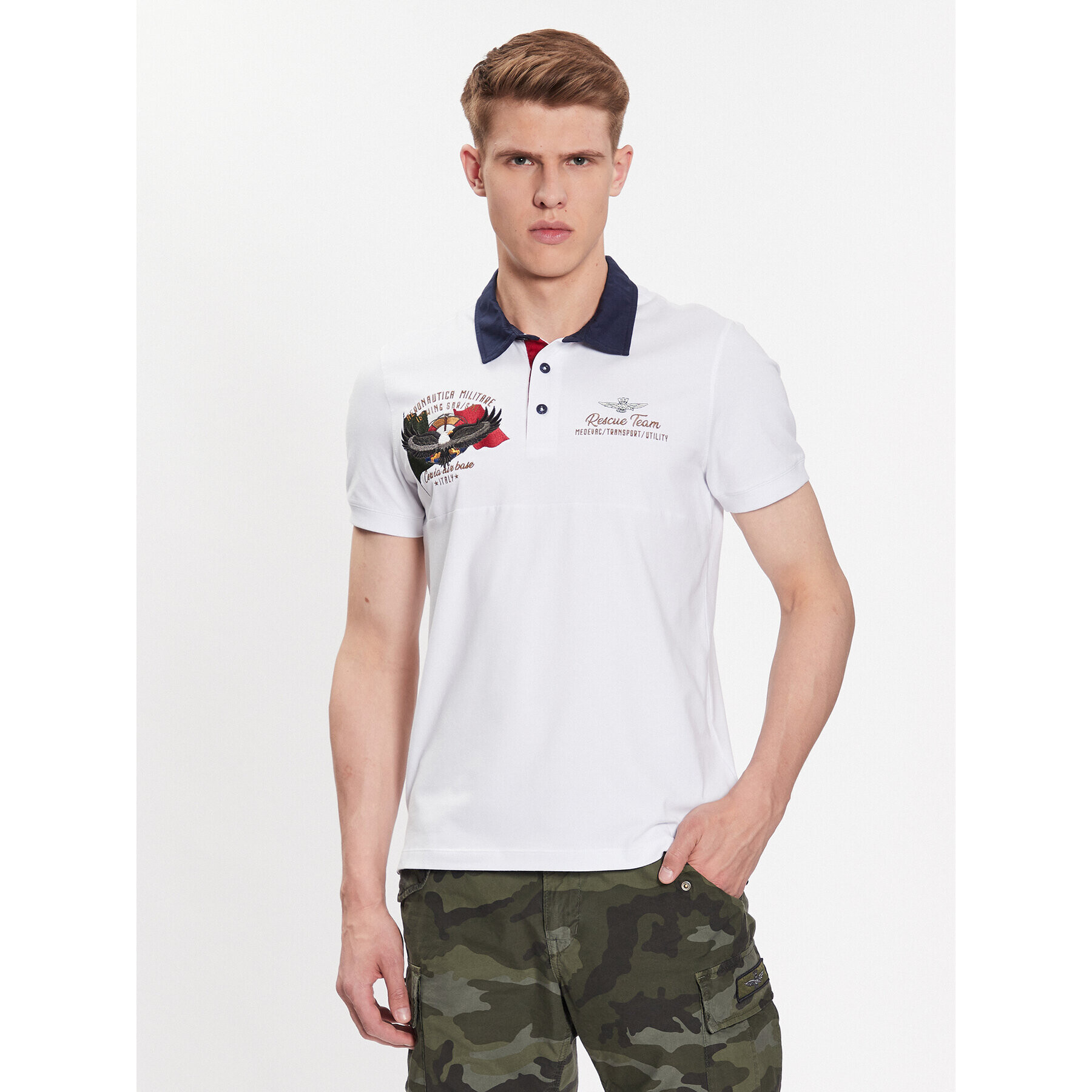 Aeronautica Militare Tricou polo 231PO1693J595 Alb Regular Fit - Pled.ro