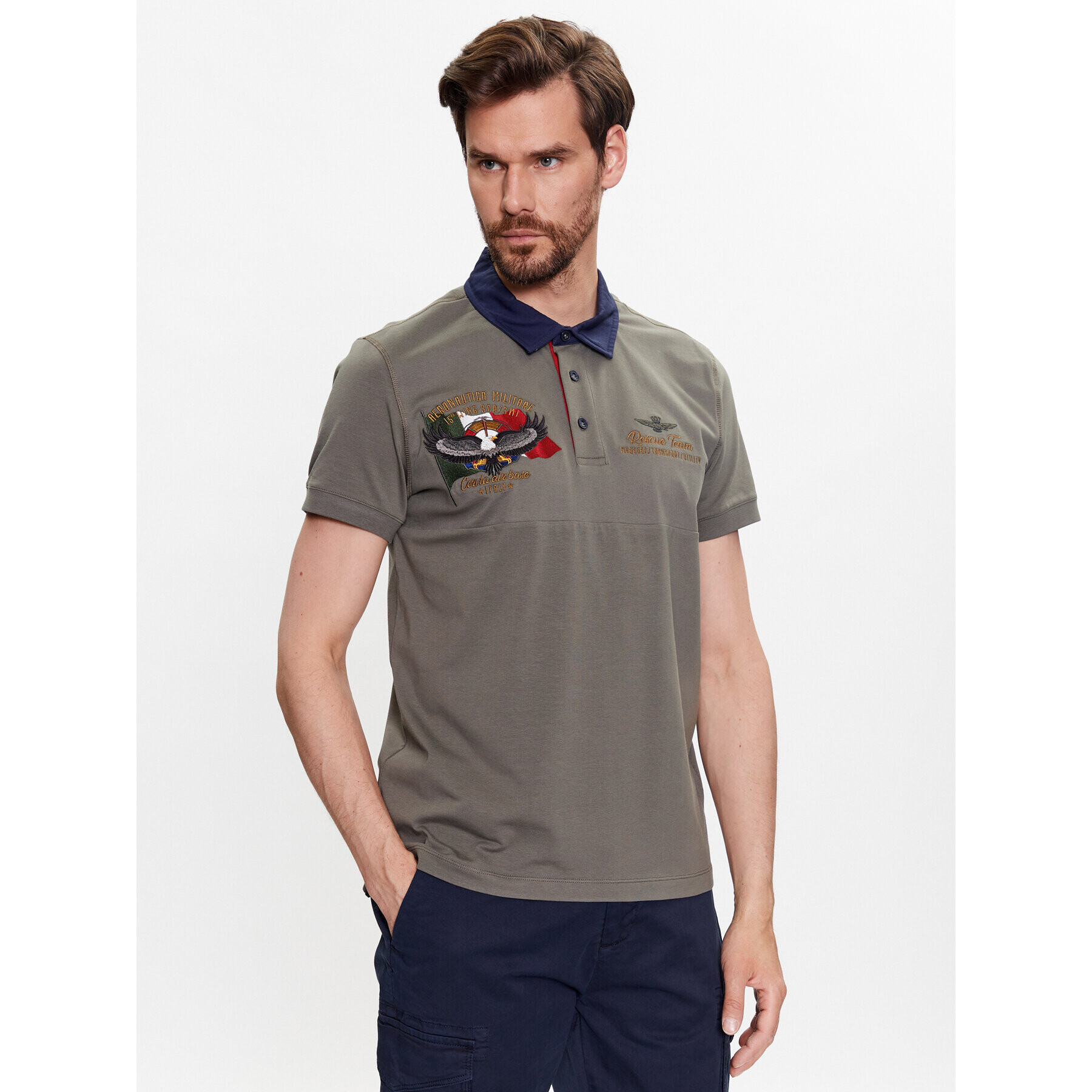 Aeronautica Militare Tricou polo 231PO1693J595 Verde Regular Fit - Pled.ro