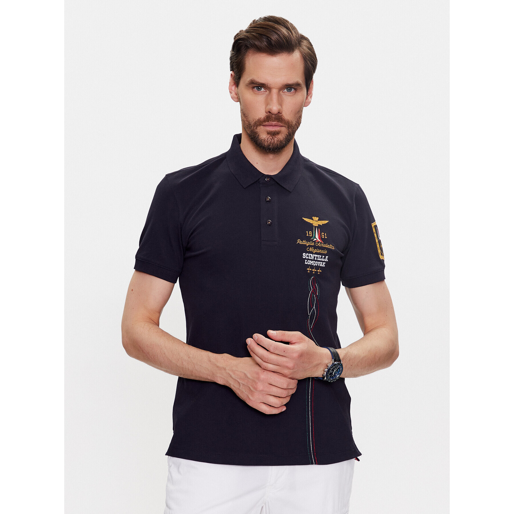 Aeronautica Militare Tricou polo 231PO1695P191 Bleumarin Regular Fit - Pled.ro