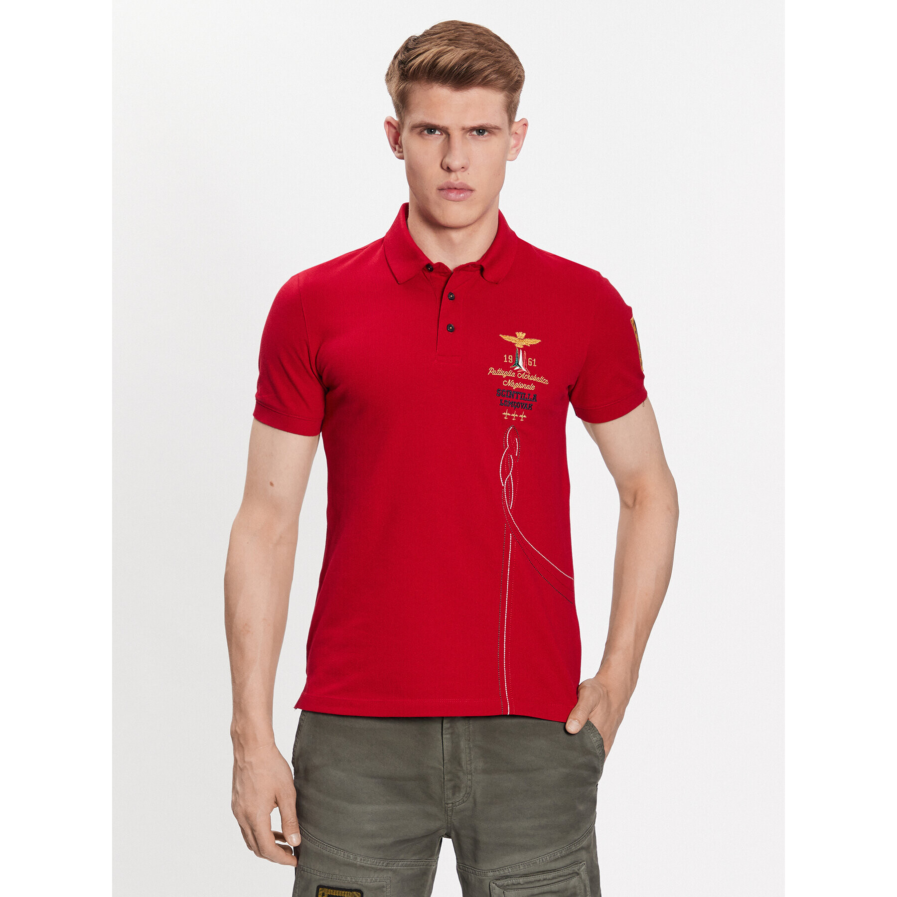 Aeronautica Militare Tricou polo 231PO1695P191 Roșu Regular Fit - Pled.ro