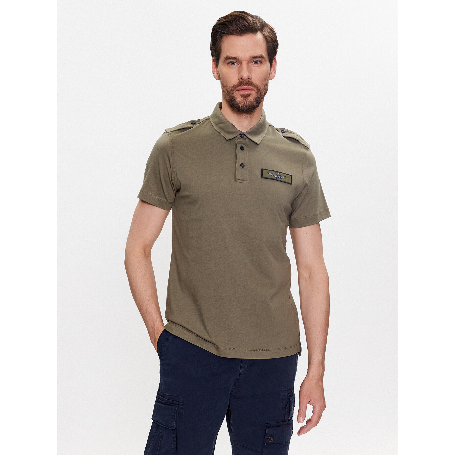 Aeronautica Militare Tricou polo 231PO1696J599 Verde Regular Fit - Pled.ro