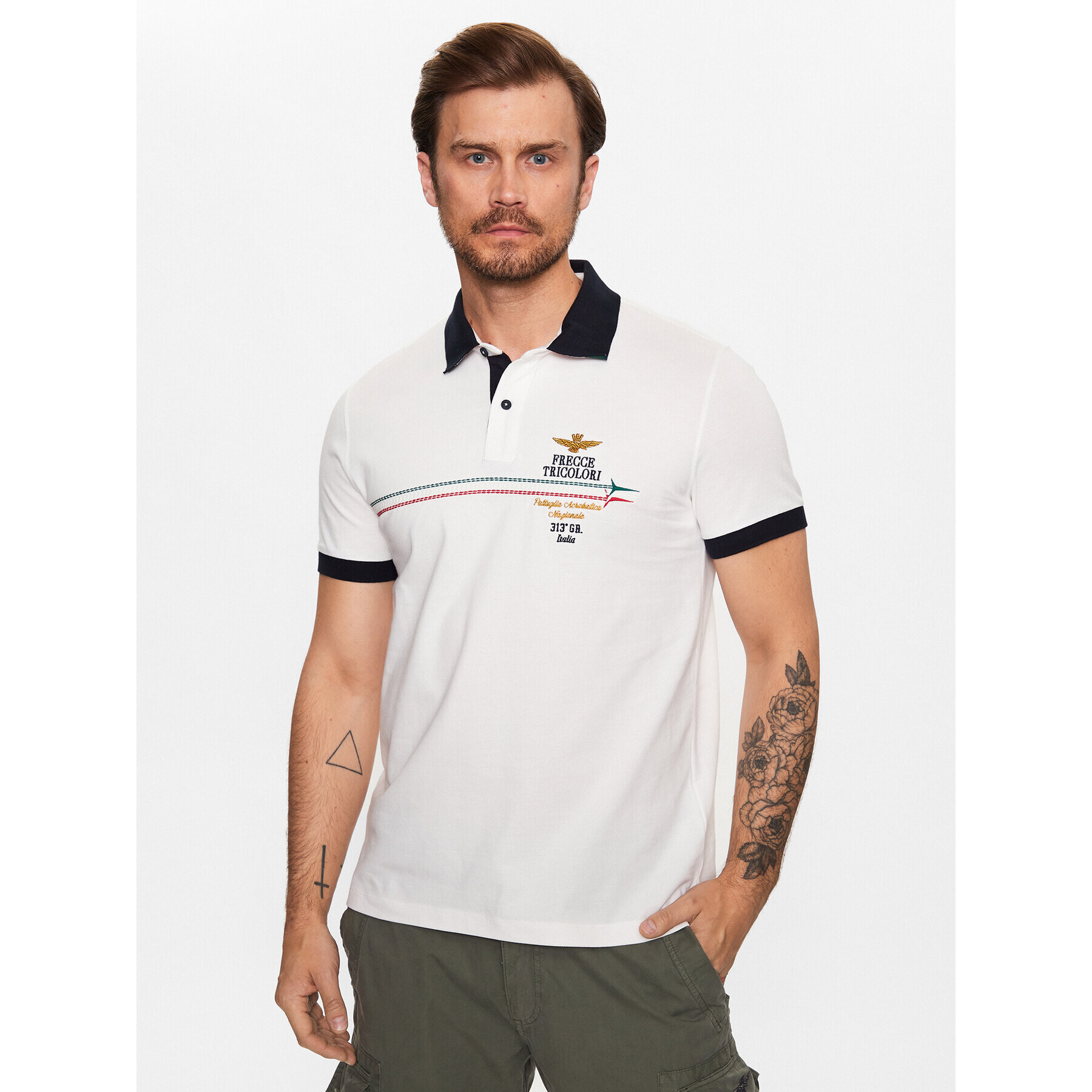 Aeronautica Militare Tricou polo 231PO1698P315 Alb Regular Fit - Pled.ro