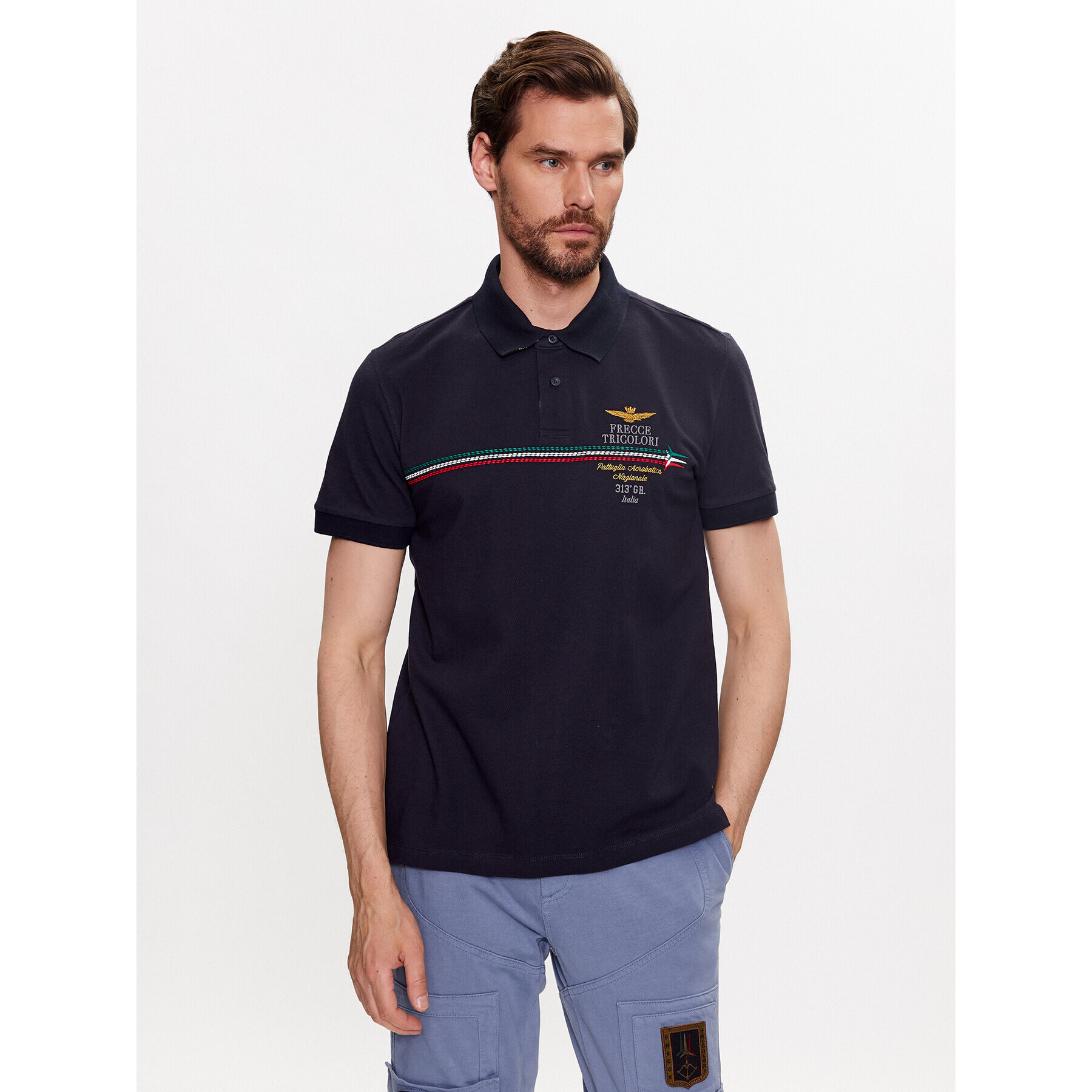 Aeronautica Militare Tricou polo 231PO1698P315 Bleumarin Regular Fit - Pled.ro