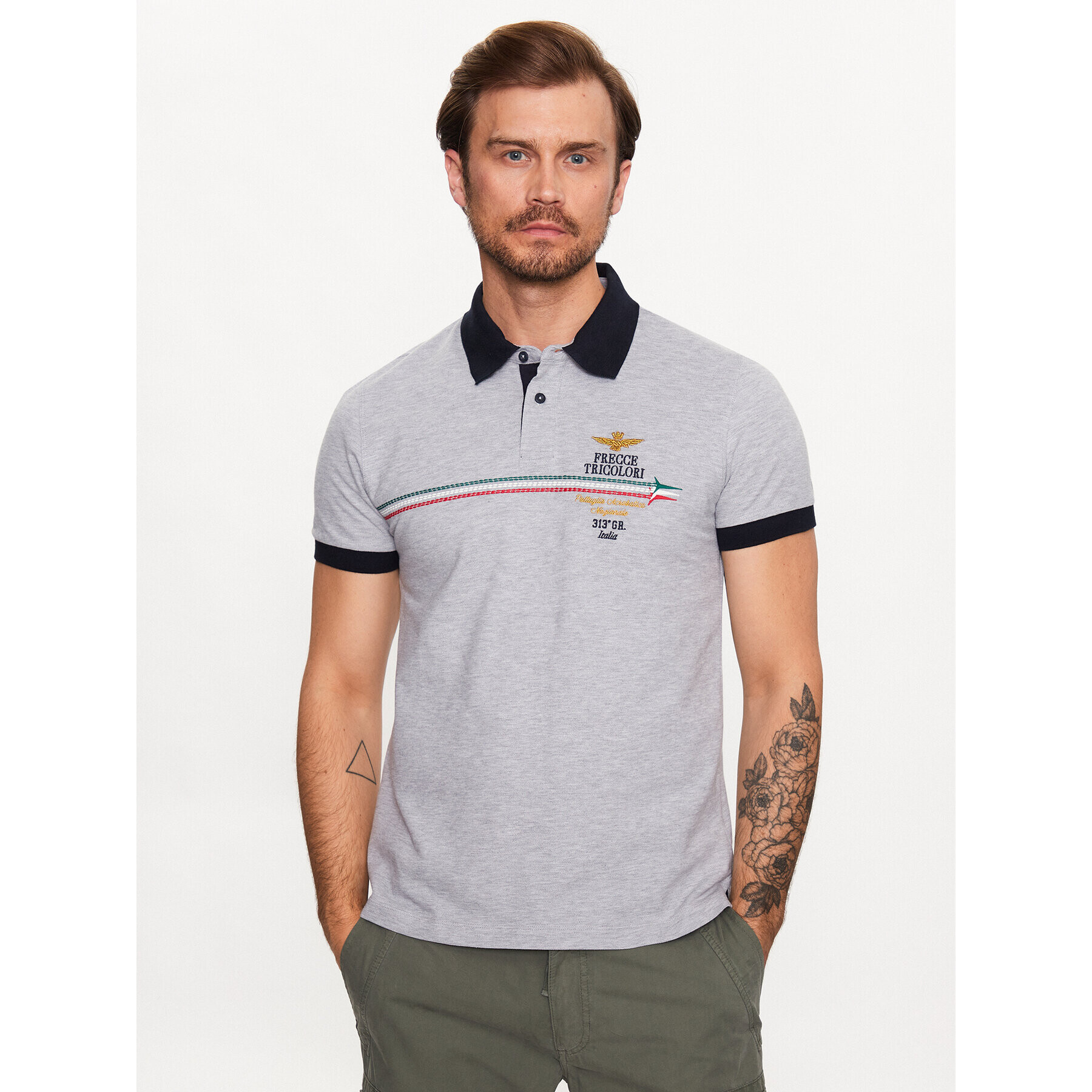 Aeronautica Militare Tricou polo 231PO1698P315 Gri Regular Fit - Pled.ro