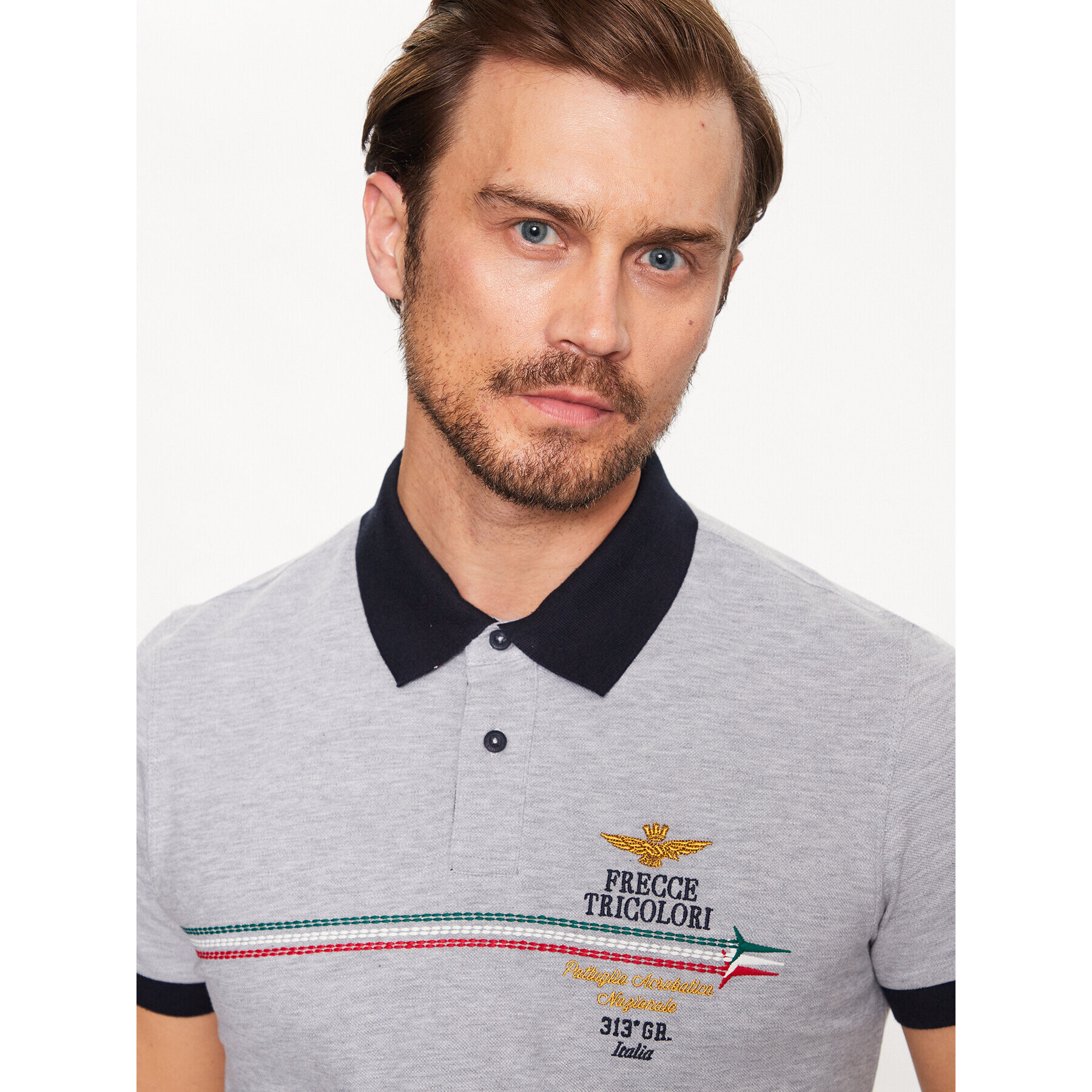 Aeronautica Militare Tricou polo 231PO1698P315 Gri Regular Fit - Pled.ro