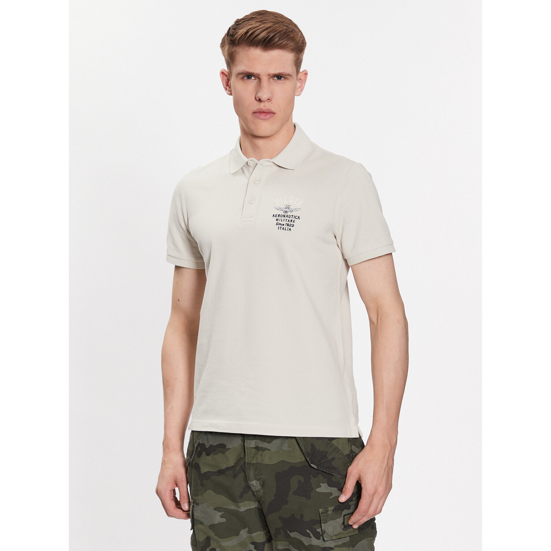 Aeronautica Militare Tricou polo 231PO1699P313 Bej Regular Fit - Pled.ro