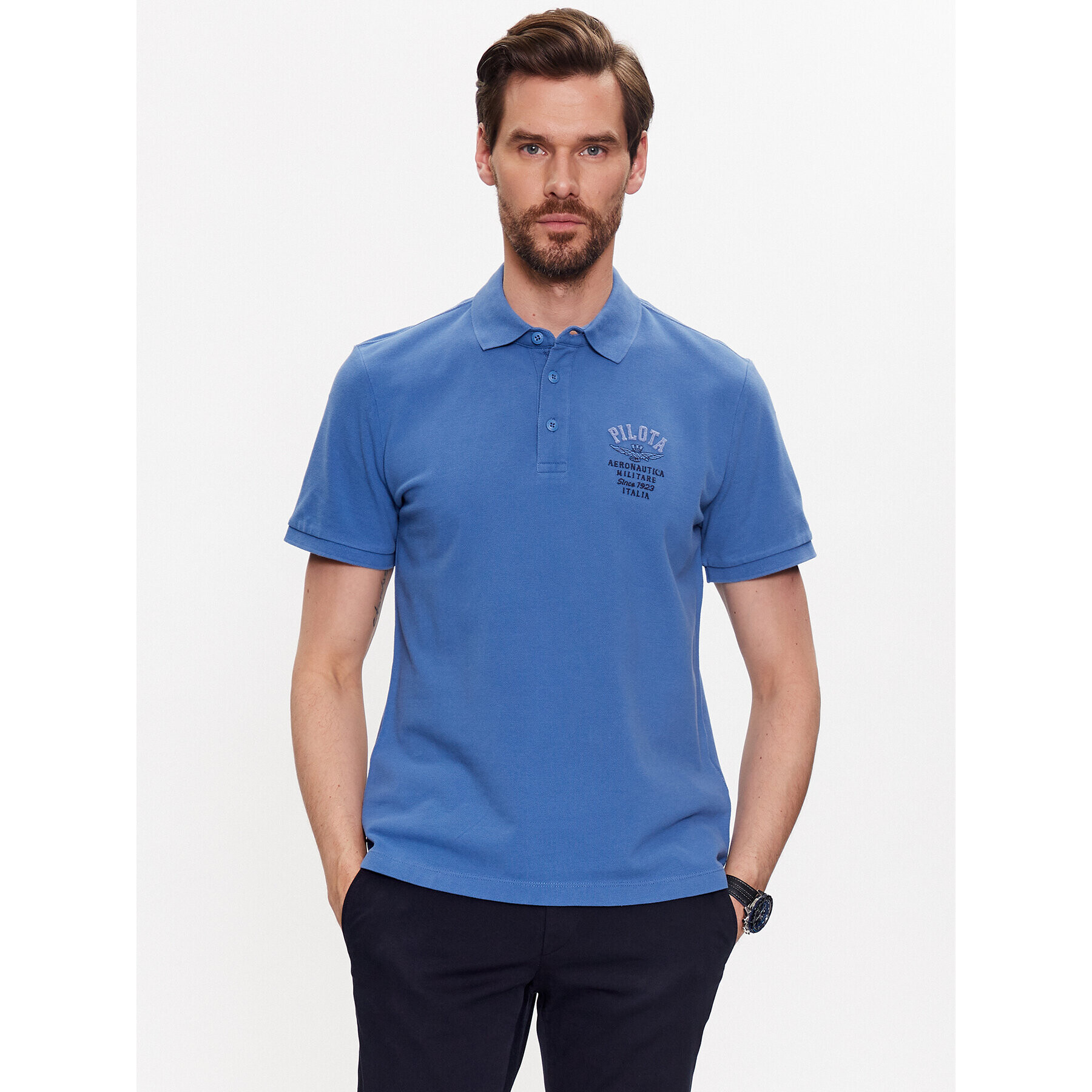 Aeronautica Militare Tricou polo 231PO1699P313 Bleumarin Regular Fit - Pled.ro