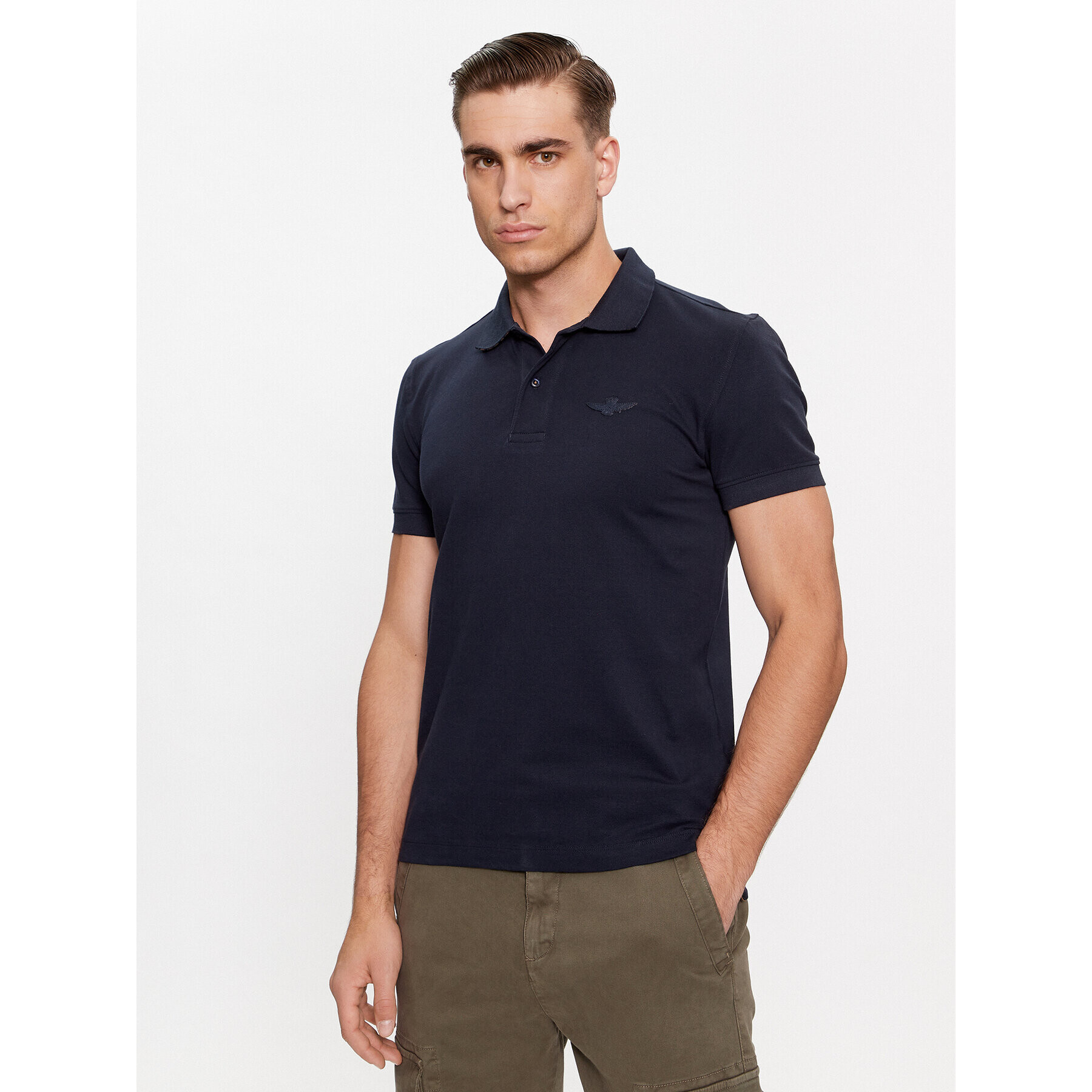 Aeronautica Militare Tricou polo 232PO1716P191 Bleumarin Slim Fit - Pled.ro