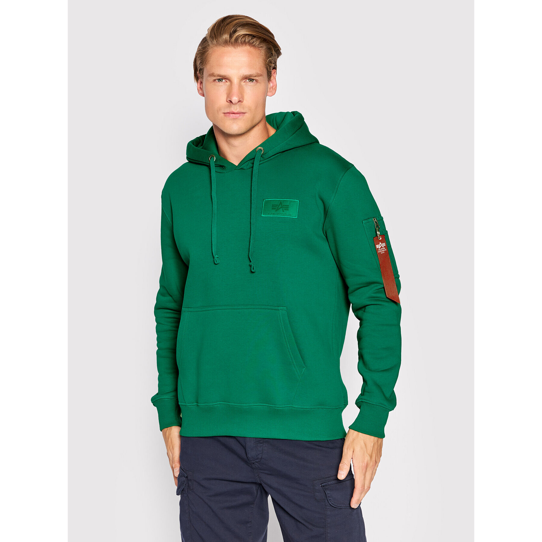 Alpha Industries Bluză Back Print 178318 Verde Regular Fit - Pled.ro