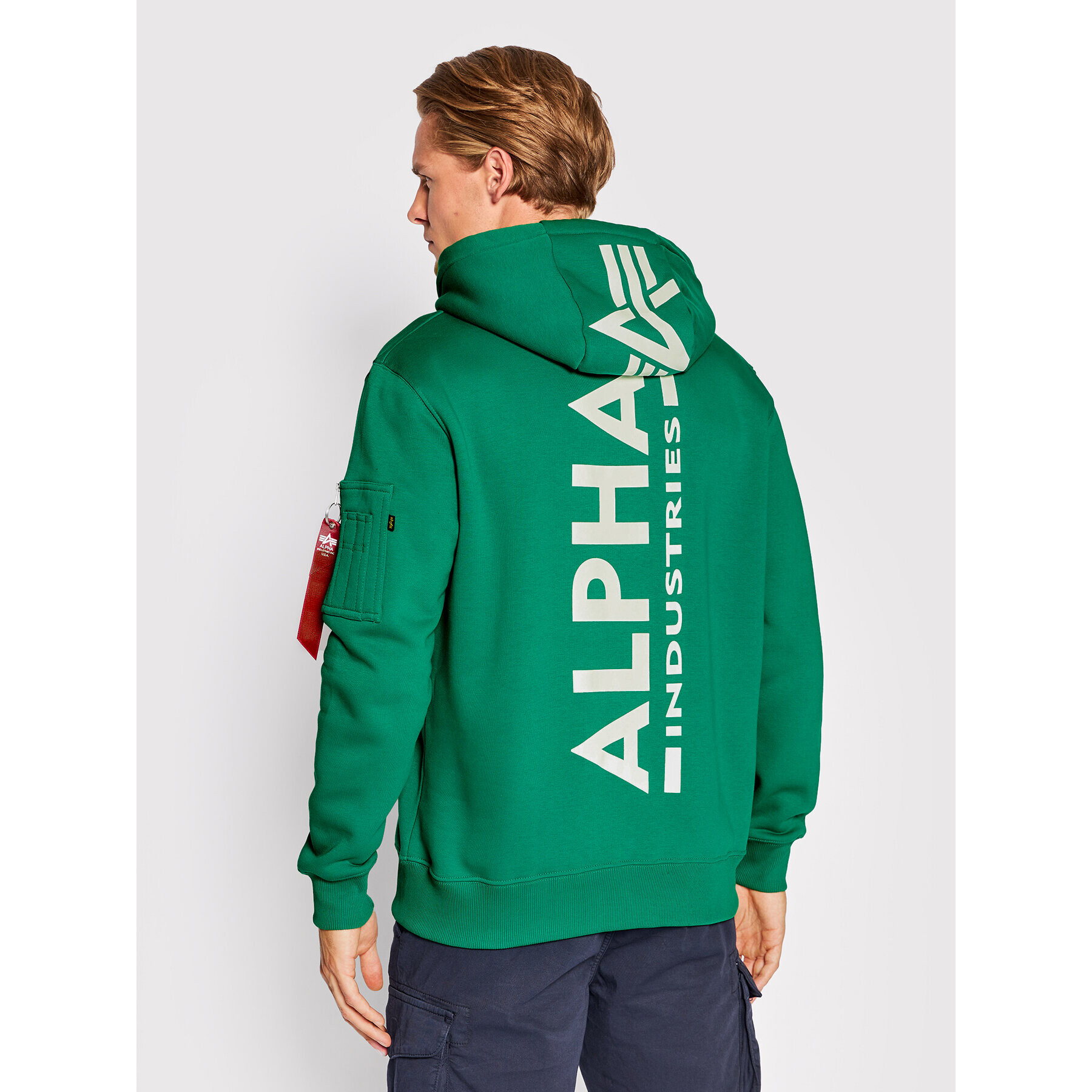 Alpha Industries Bluză Back Print 178318 Verde Regular Fit - Pled.ro