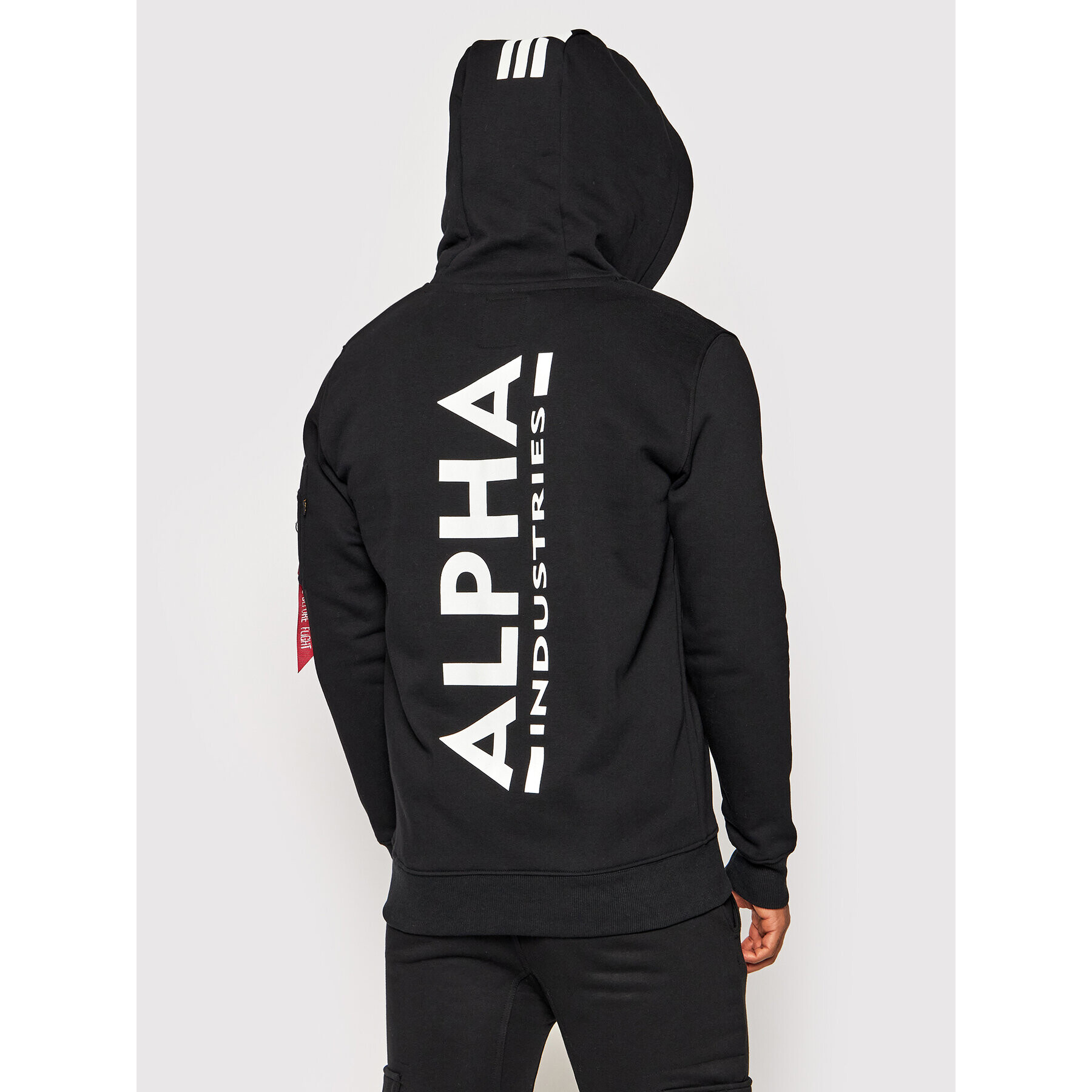 Alpha Industries Bluză Back Print Zip 128342 Negru Regular Fit - Pled.ro