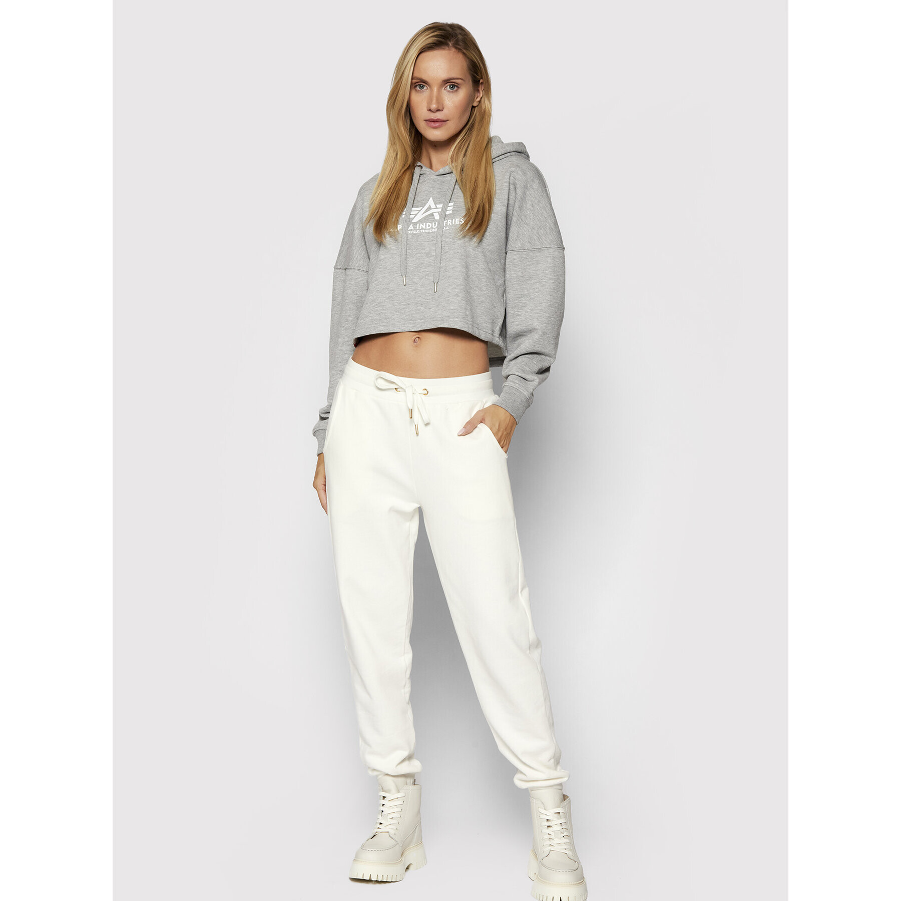 Alpha Industries Bluză Basic 116057 Gri Oversize - Pled.ro