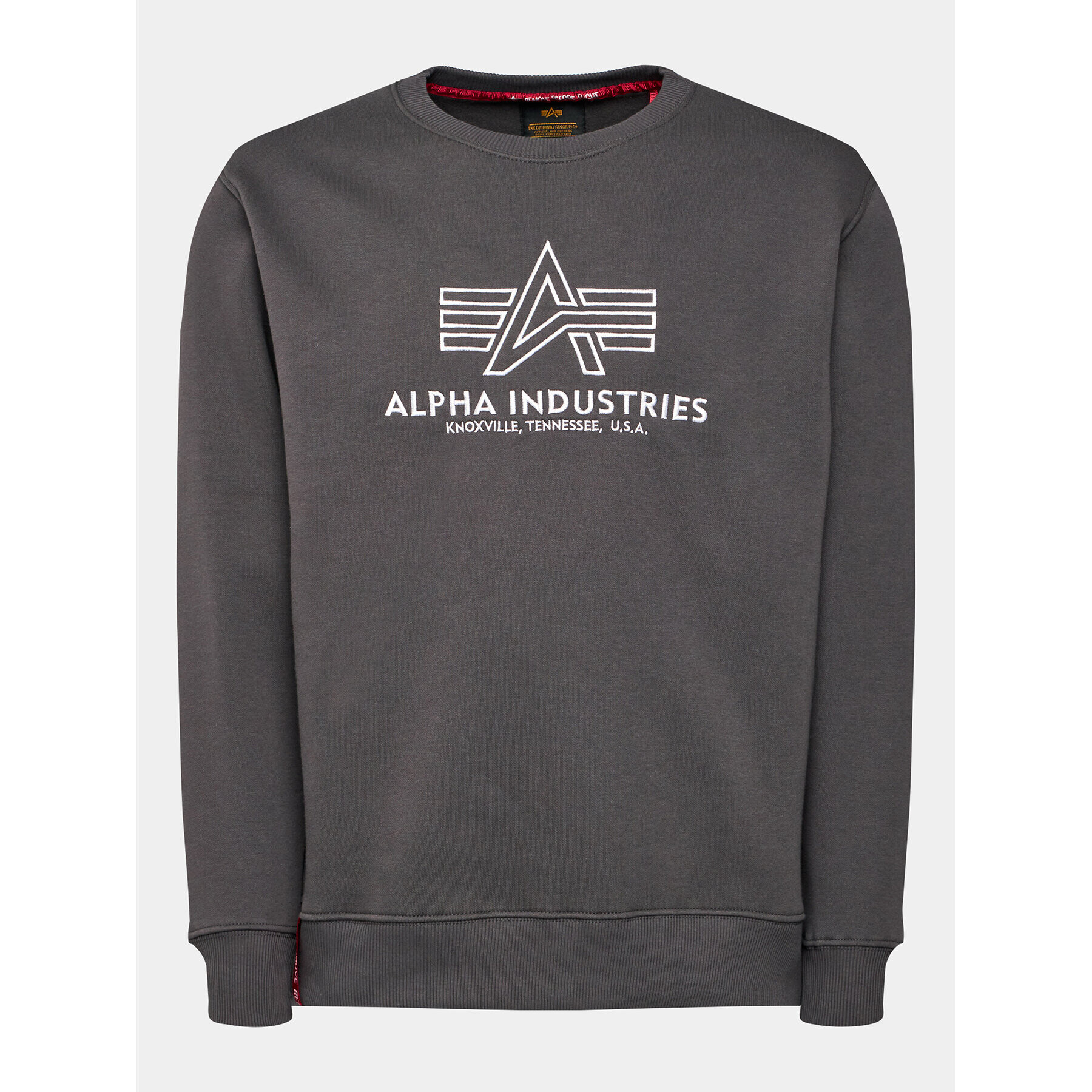 Alpha Industries Bluză Basic 118302 Gri Regular Fit - Pled.ro