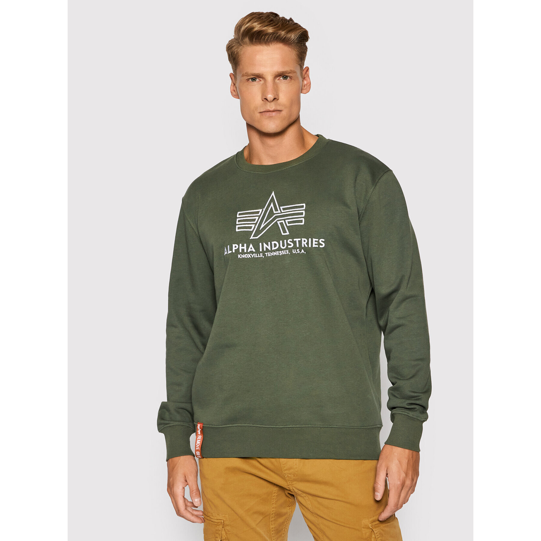 Alpha Industries Bluză Basic 118302 Verde Regular Fit - Pled.ro