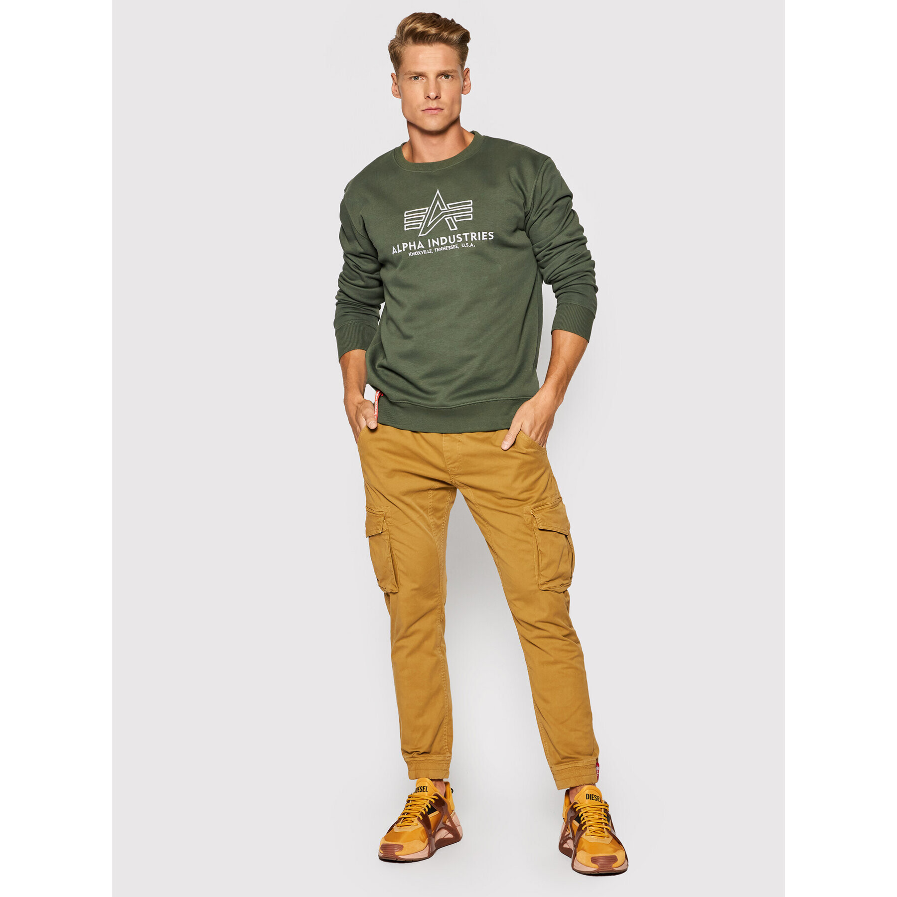 Alpha Industries Bluză Basic 118302 Verde Regular Fit - Pled.ro