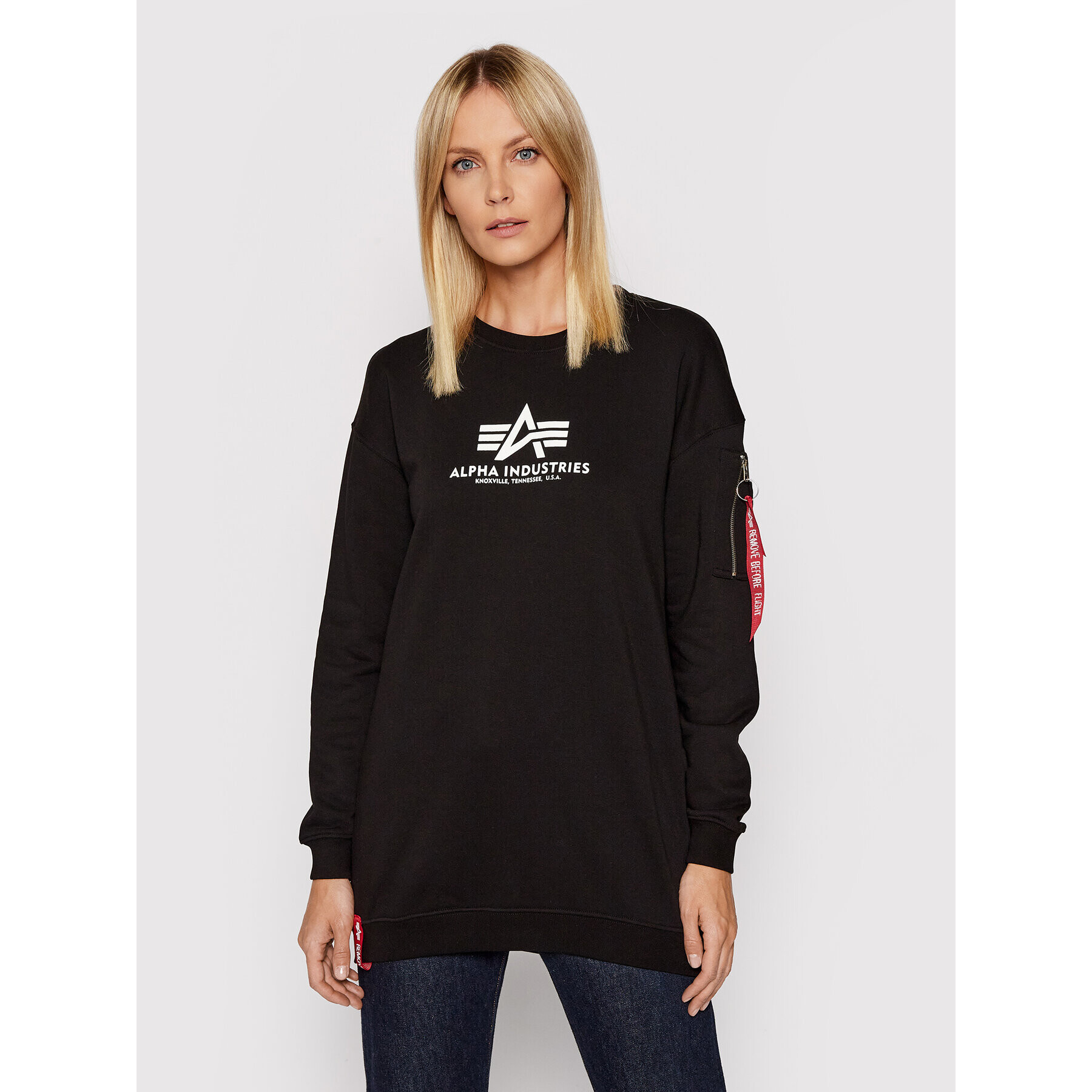 Alpha Industries Bluză Basic 128053 Negru Oversize - Pled.ro