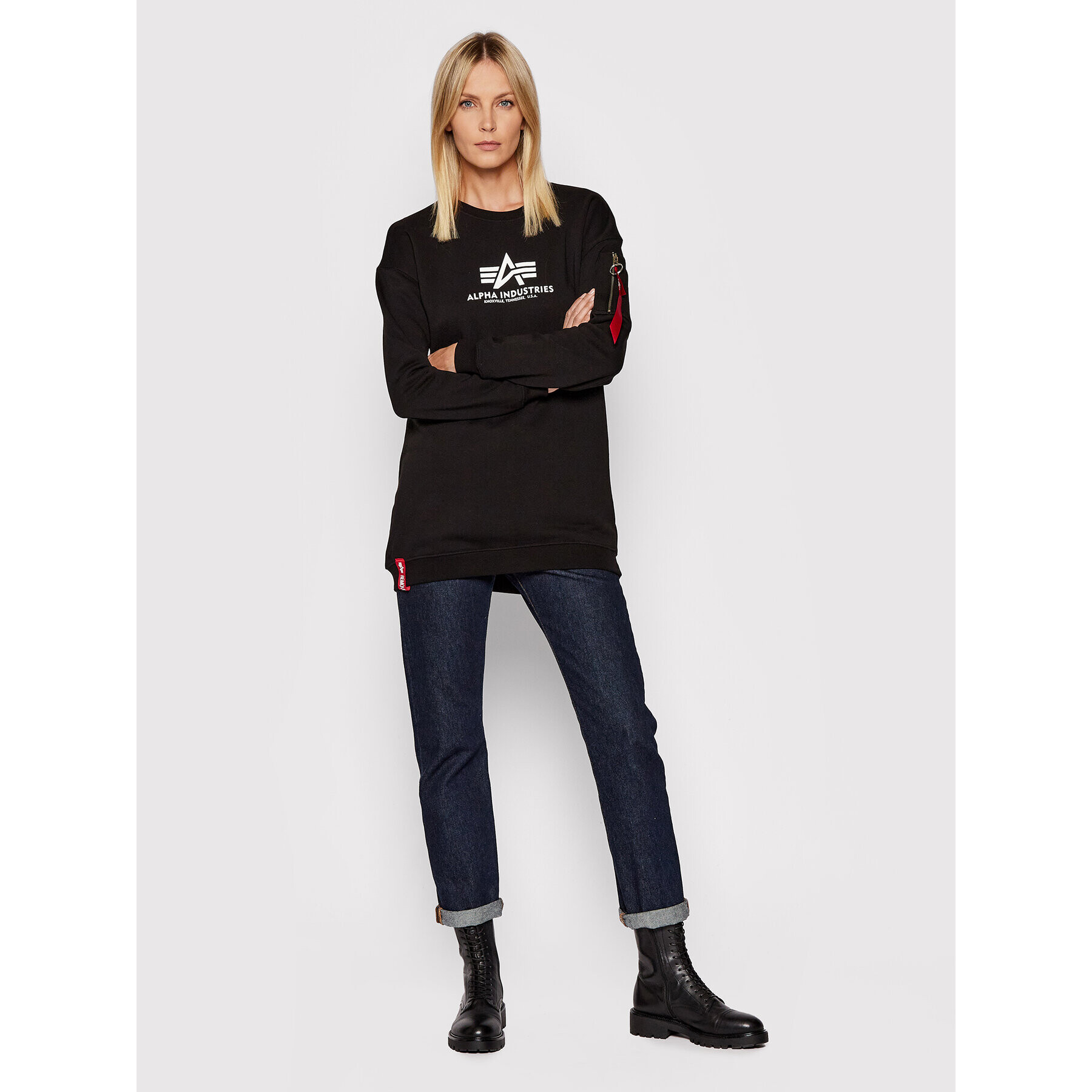 Alpha Industries Bluză Basic 128053 Negru Oversize - Pled.ro