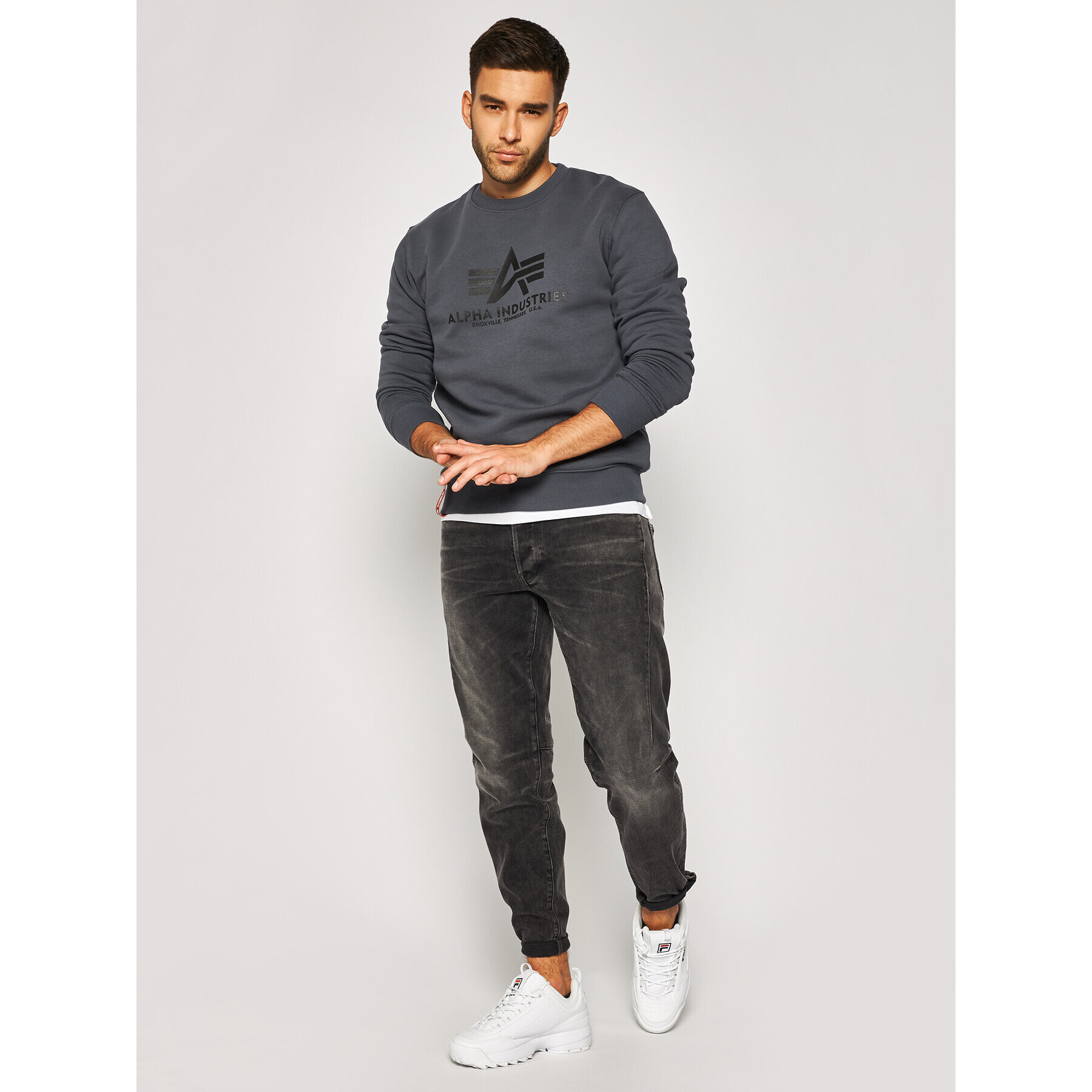 Alpha Industries Bluză Basic 178302 Gri Regular Fit - Pled.ro