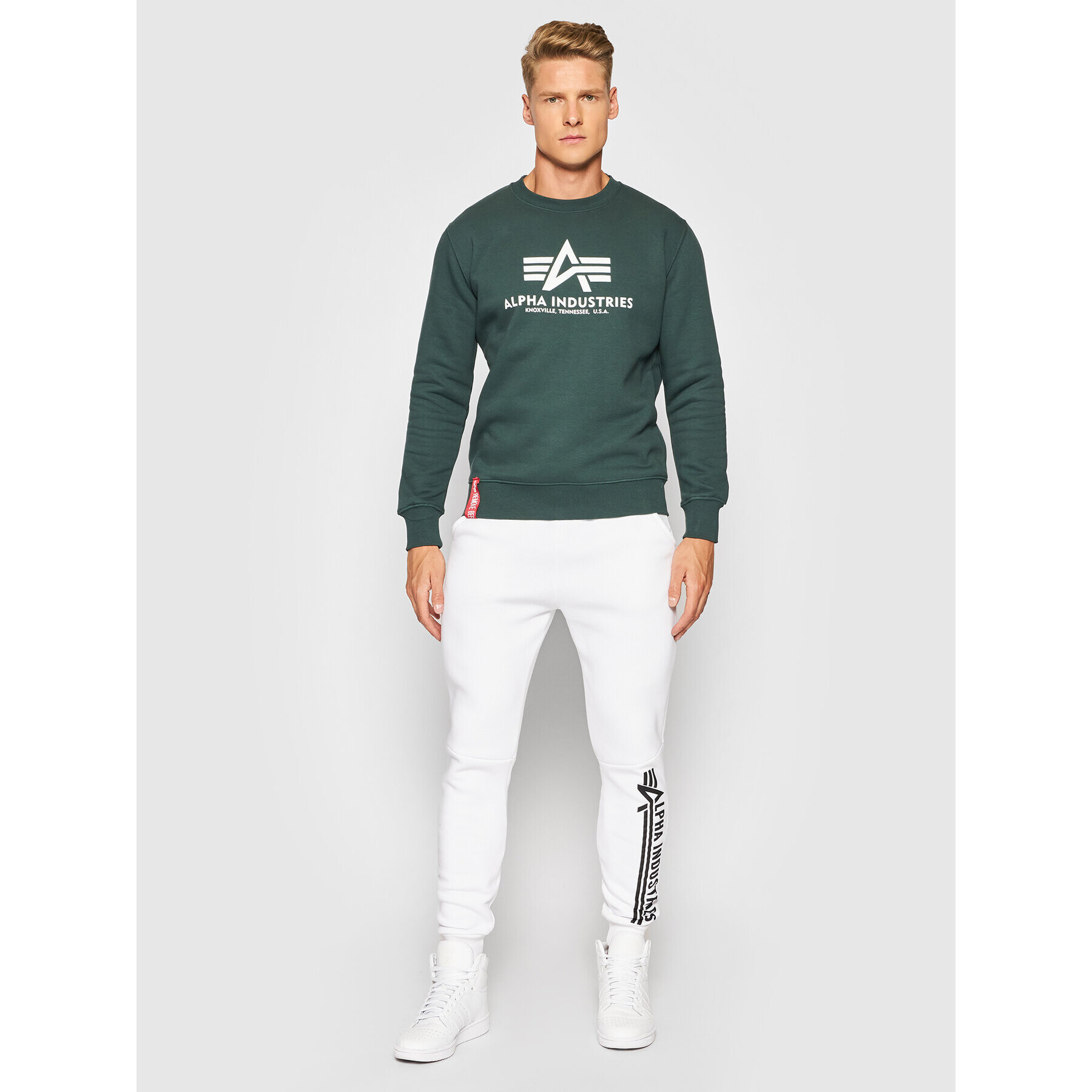 Alpha Industries Bluză Basic 178302 Verde Regular Fit - Pled.ro