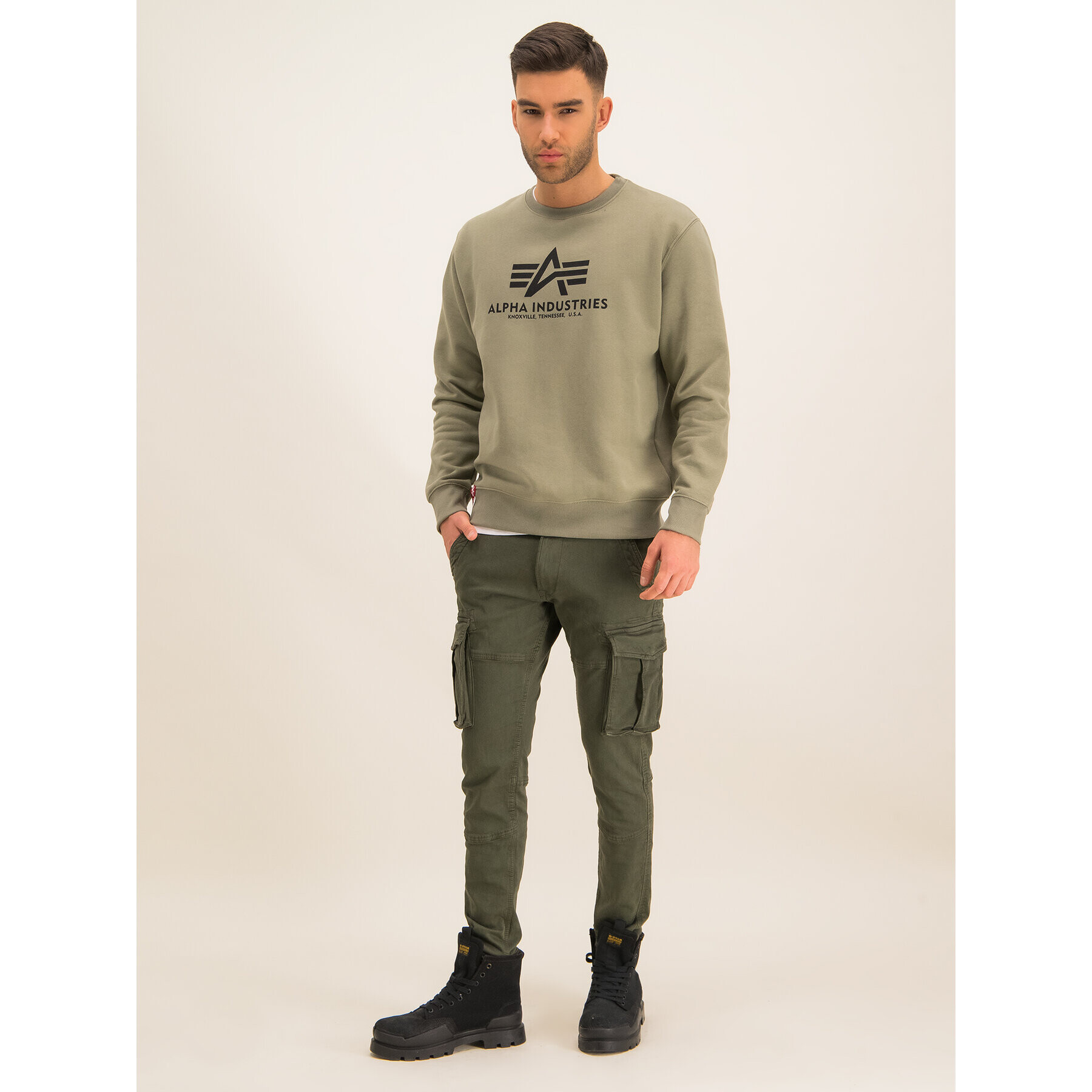 Alpha Industries Bluză Basic 178302 Verde Regular Fit - Pled.ro