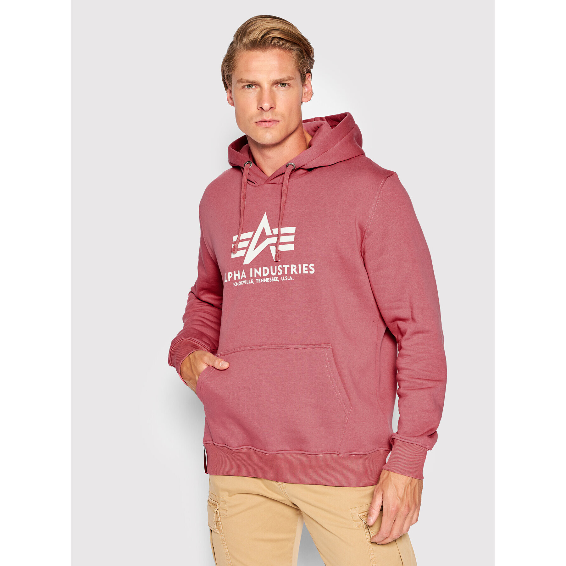 Alpha Industries Bluză Basic 178312 Roz Regular Fit - Pled.ro