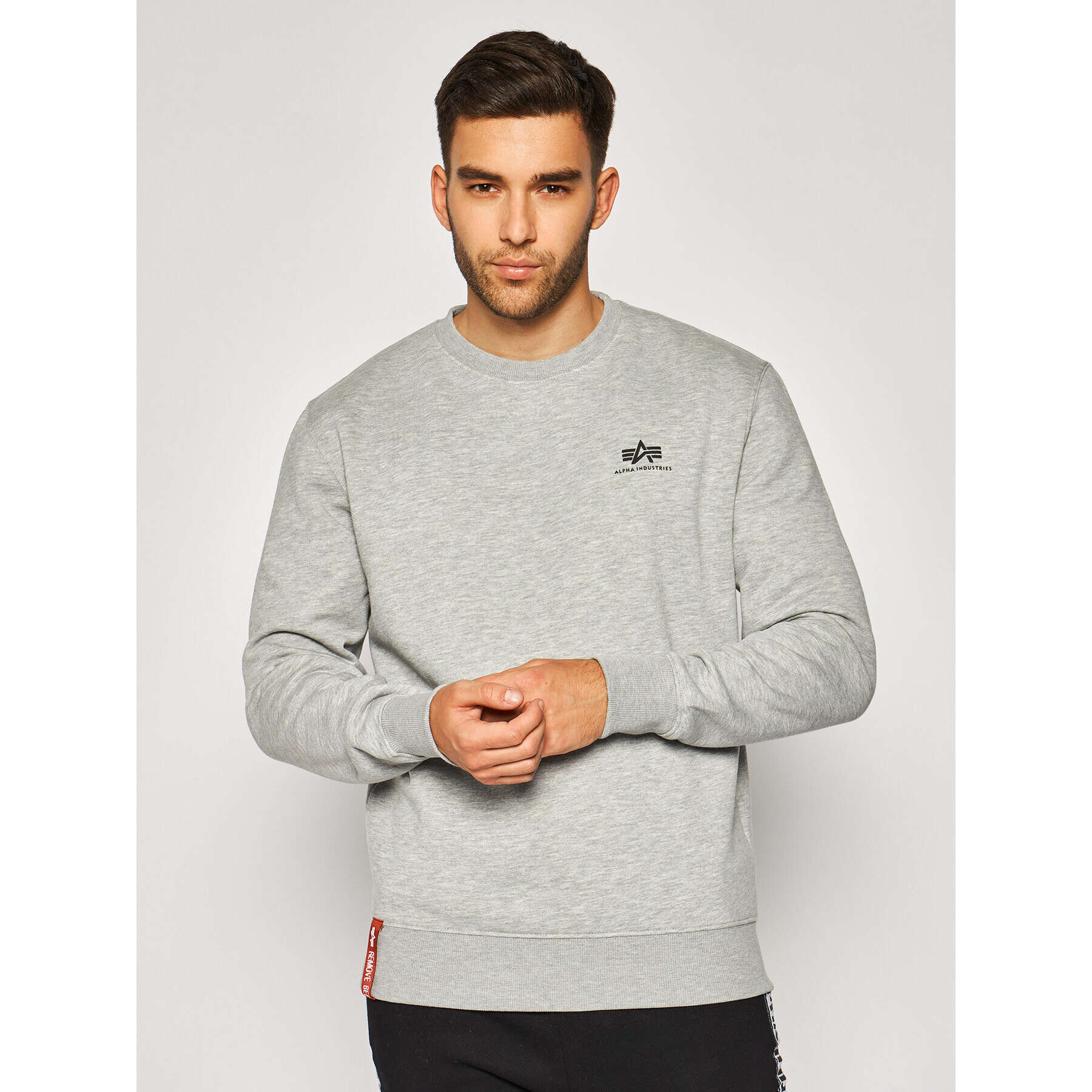 Alpha Industries Bluză Basic 188307 Gri Regular Fit - Pled.ro