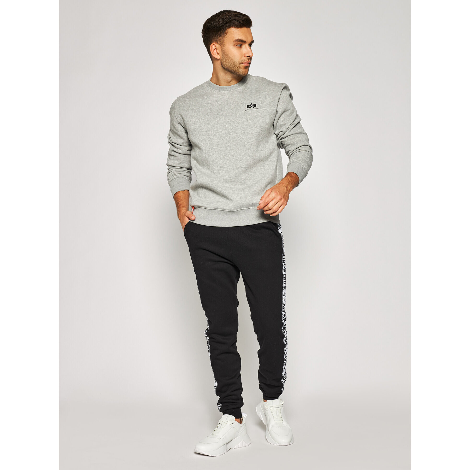 Alpha Industries Bluză Basic 188307 Gri Regular Fit - Pled.ro