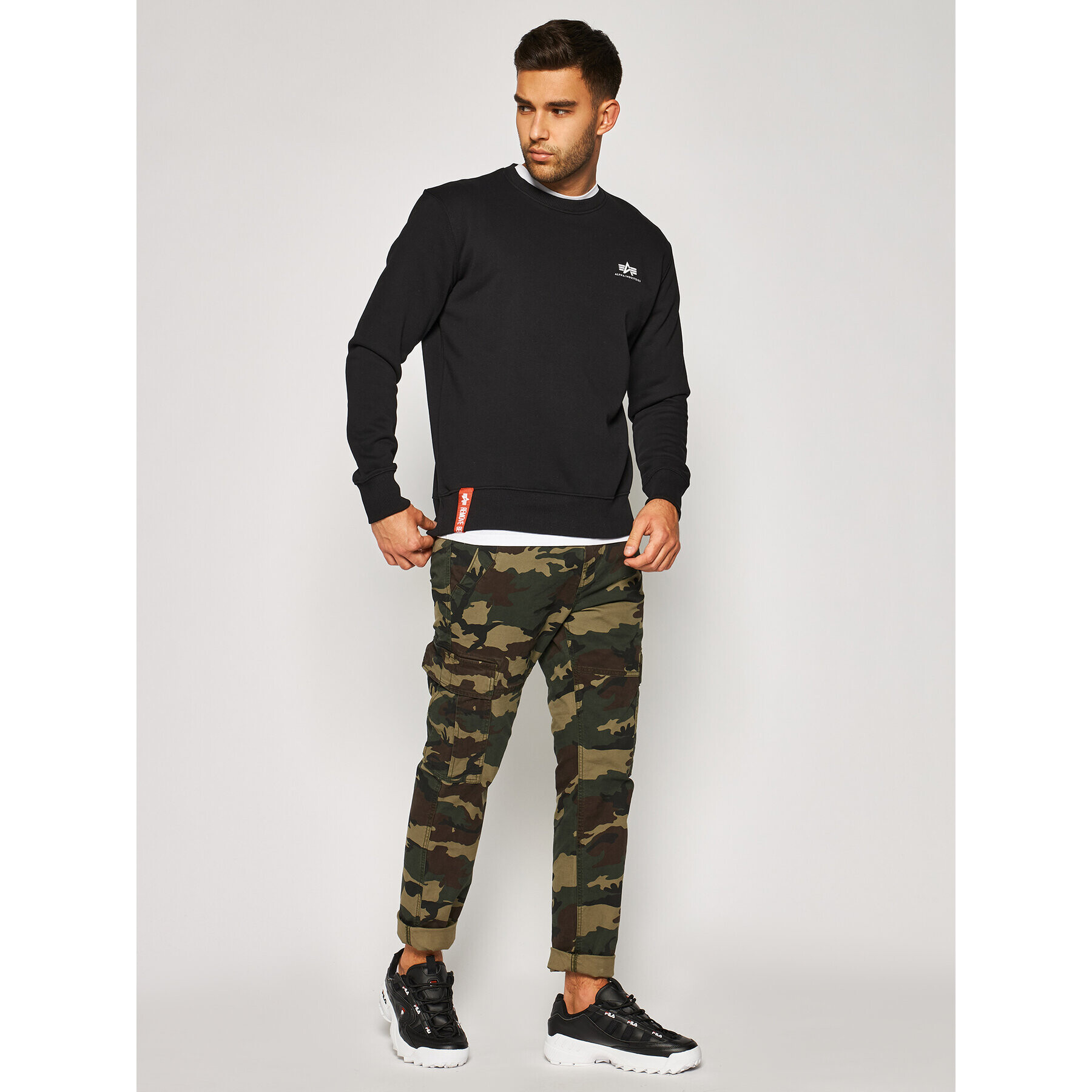 Alpha Industries Bluză Basic 188307 Negru Regular Fit - Pled.ro