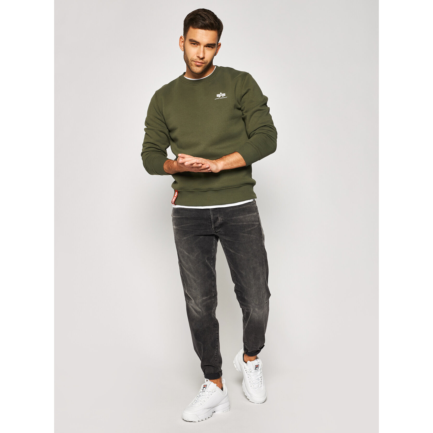 Alpha Industries Bluză Basic 188307 Verde Regular Fit - Pled.ro