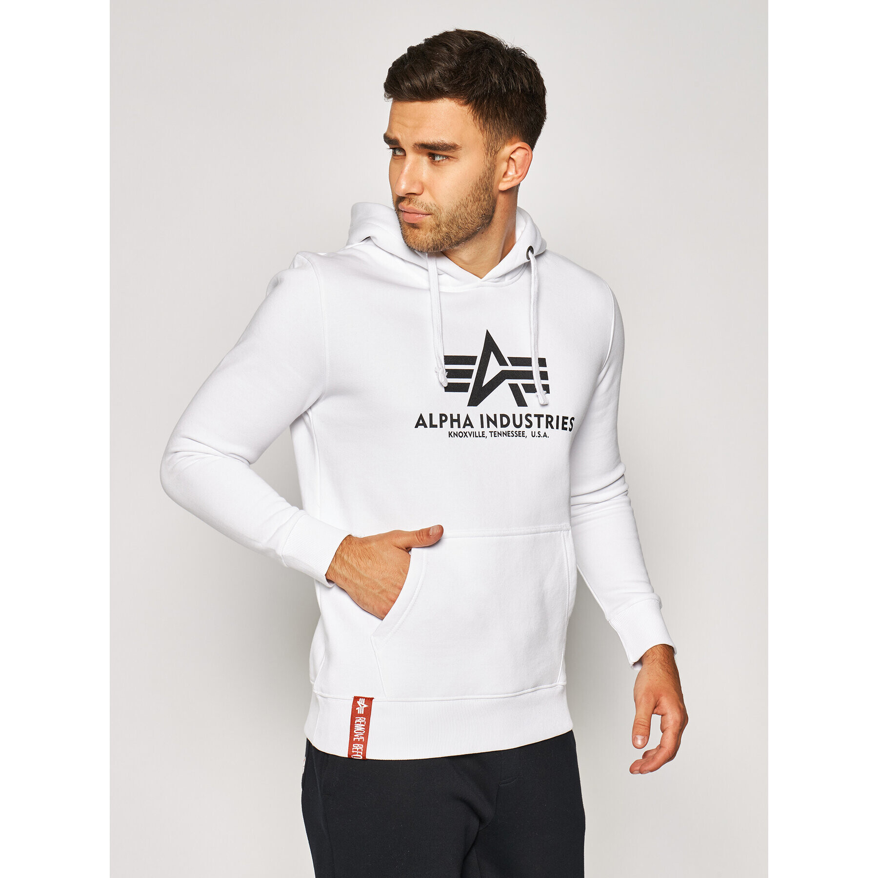 Alpha Industries Bluză Basic Hoody 178312 Alb Regular Fit - Pled.ro