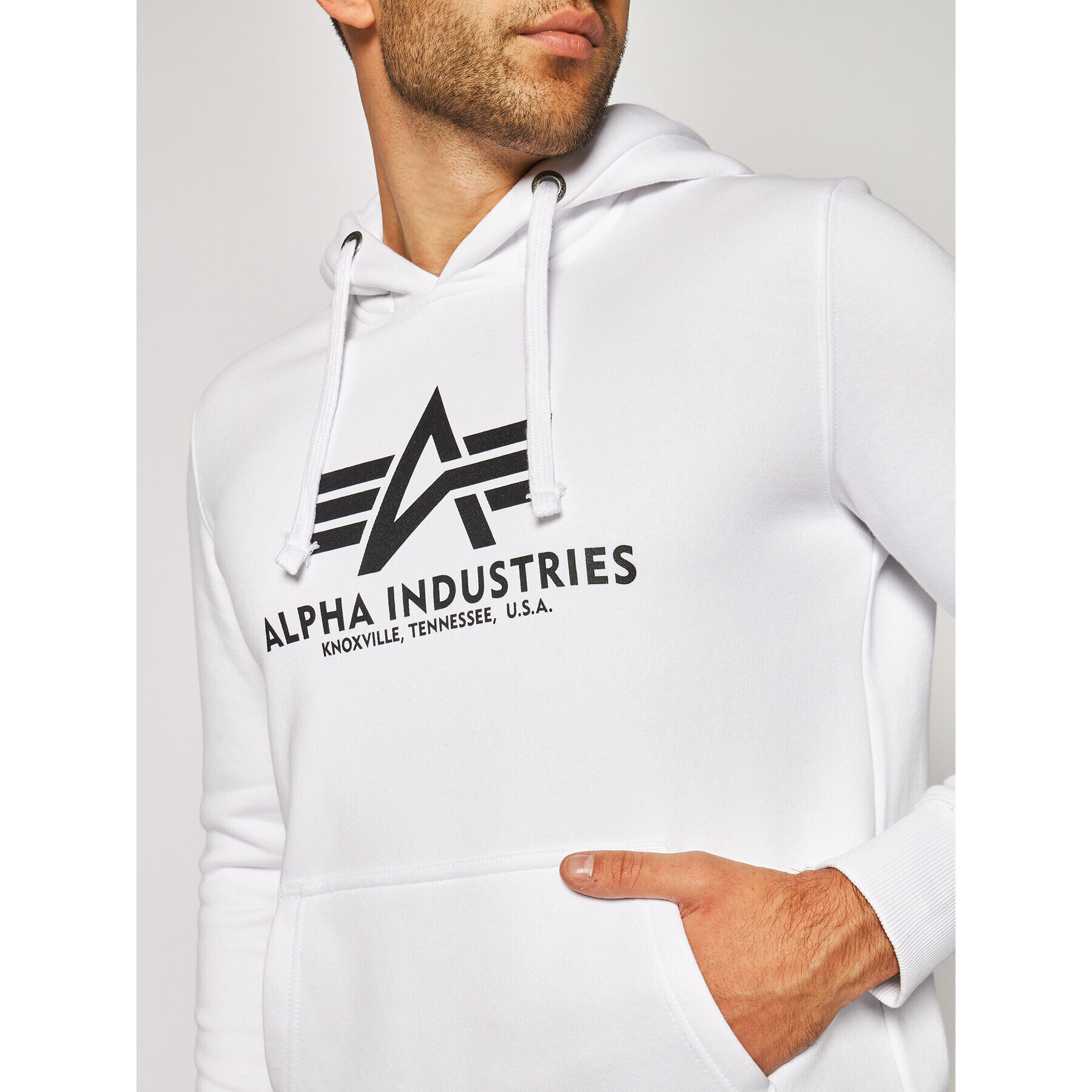 Alpha Industries Bluză Basic Hoody 178312 Alb Regular Fit - Pled.ro