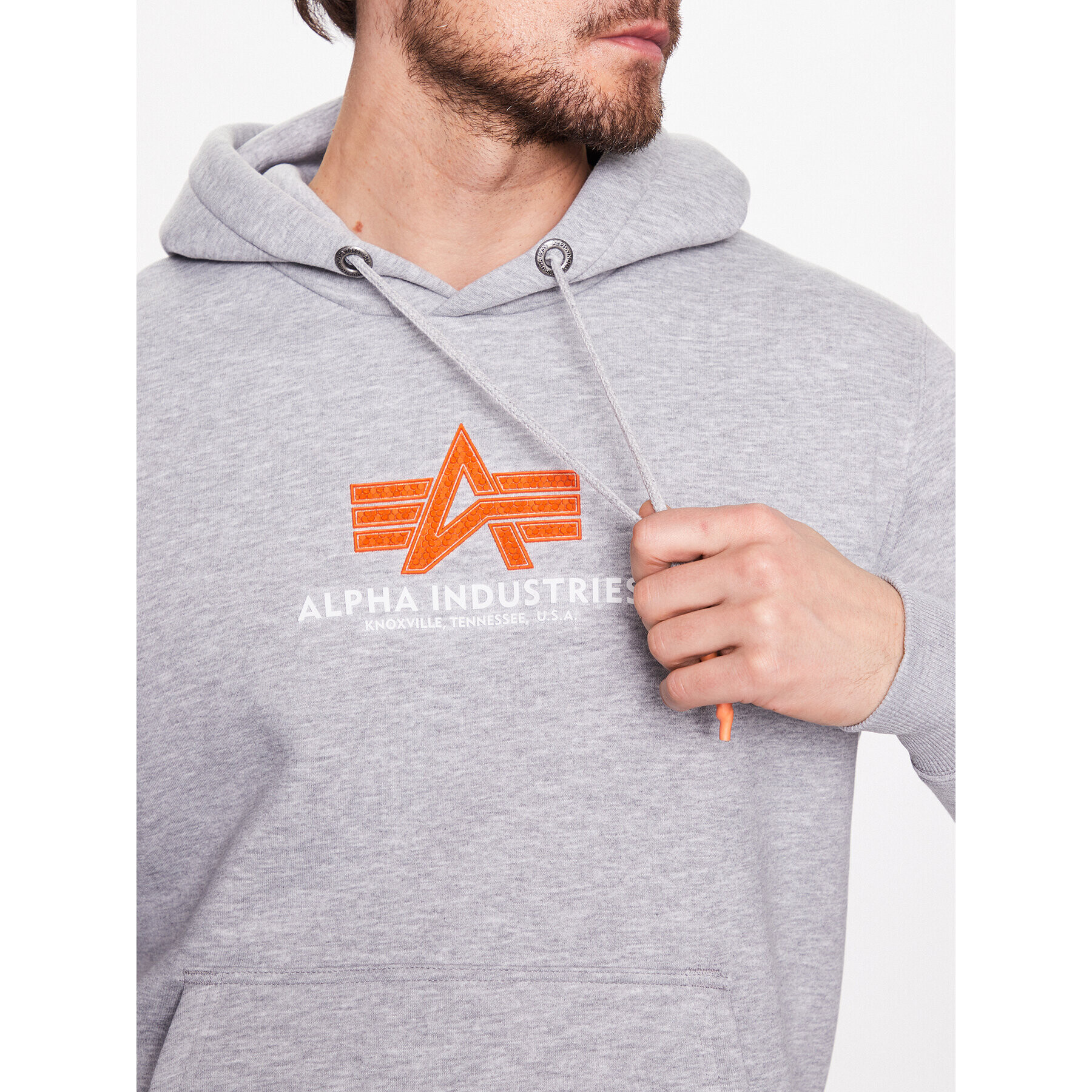 Alpha Industries Bluză Basic Hoody Rubber 178312RB Gri Regular Fit - Pled.ro