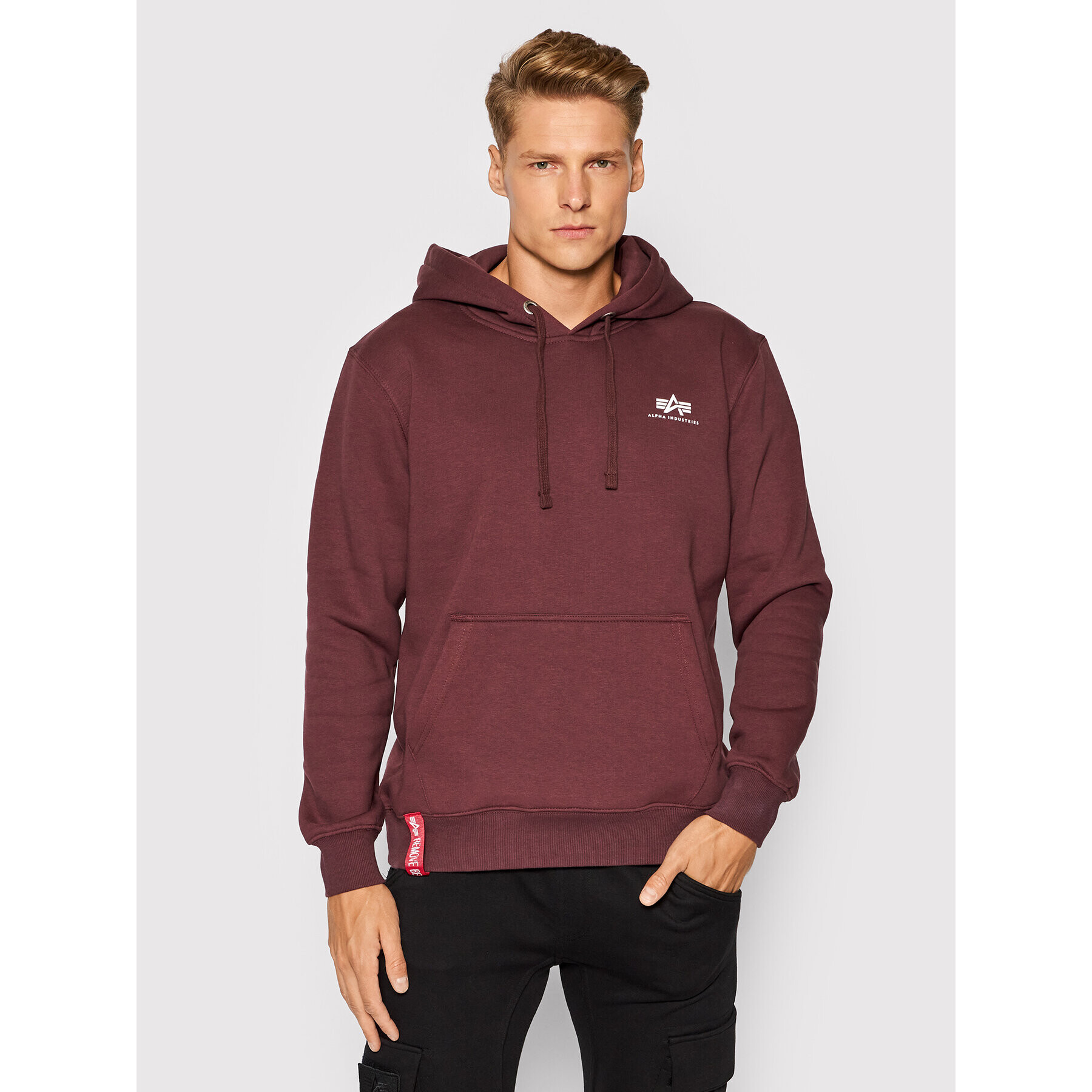 Alpha Industries Bluză Basic Hoody Small Logo 196318 Vișiniu Regular Fit - Pled.ro