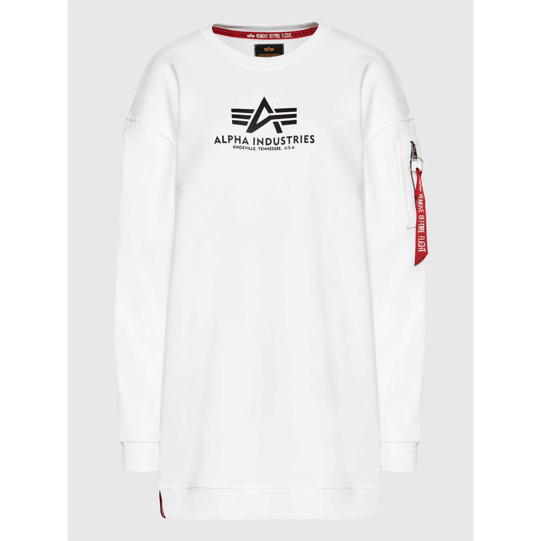 Alpha Industries Bluză Basic Logo 128053 Alb Oversize - Pled.ro