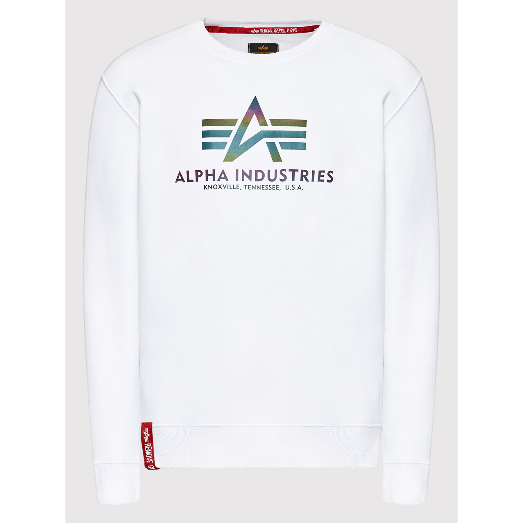 Alpha Industries Bluză Basic Rainbow Print 178302RR Alb Regular Fit - Pled.ro