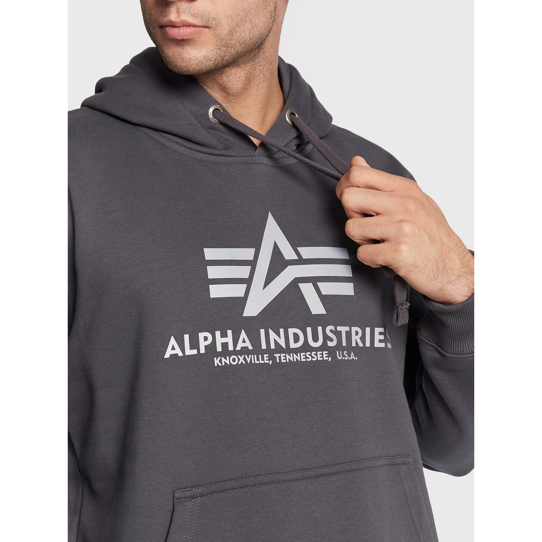 Alpha Industries Bluză Basic Reflective Print 178312RP Gri Regular Fit - Pled.ro