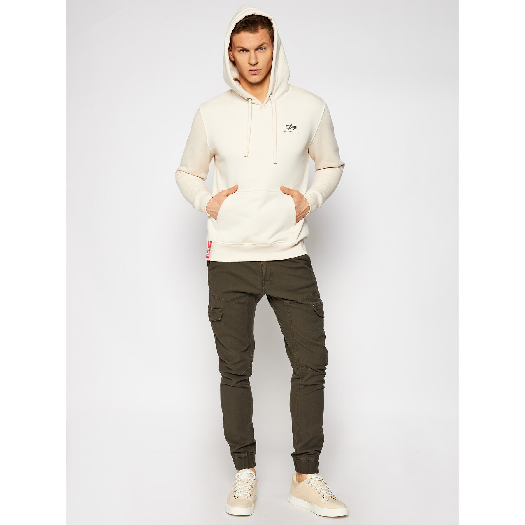 Alpha Industries Bluză Basic Small Logo 196318 Bej Regular Fit - Pled.ro