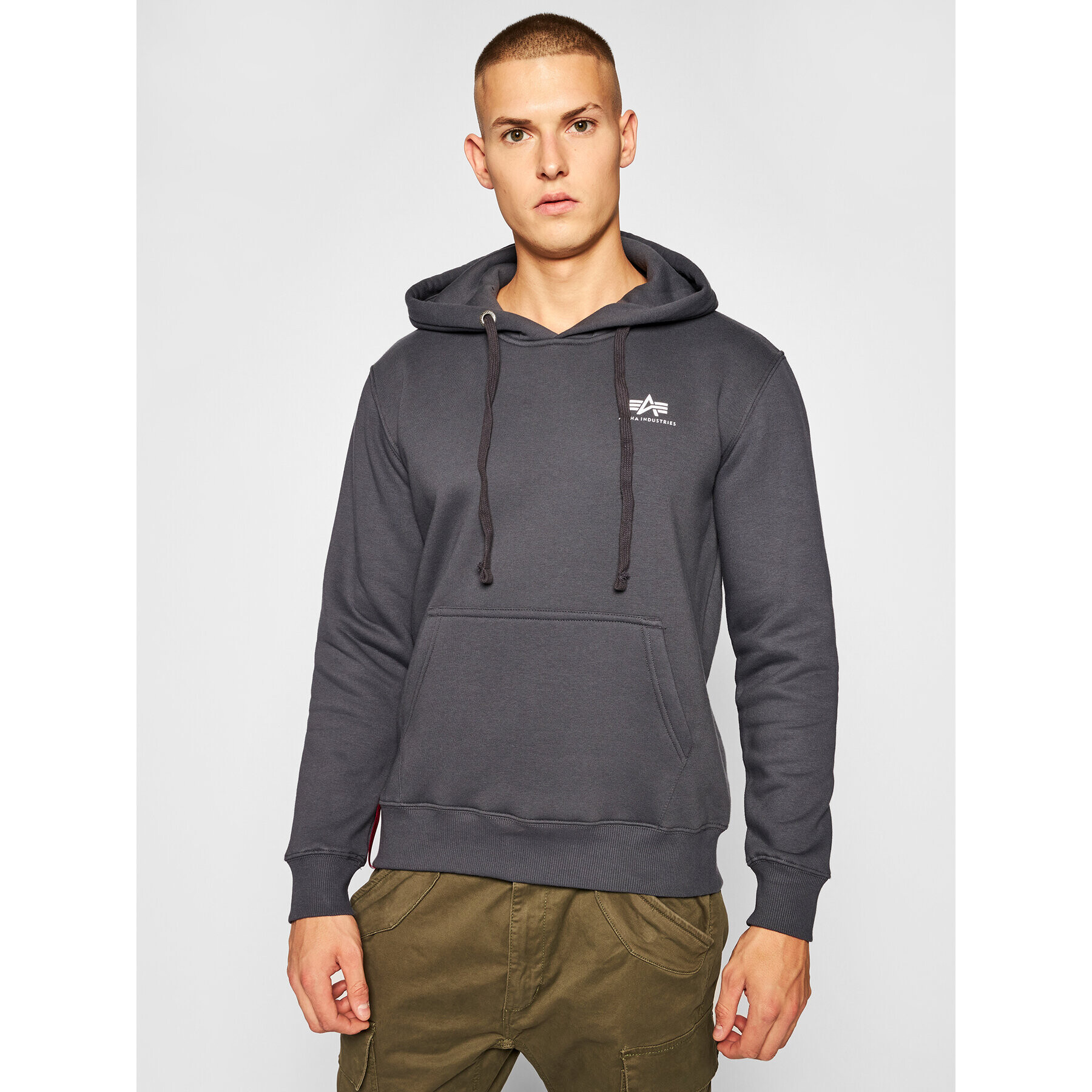 Alpha Industries Bluză Basic Small Logo 196318 Gri Regular Fit - Pled.ro