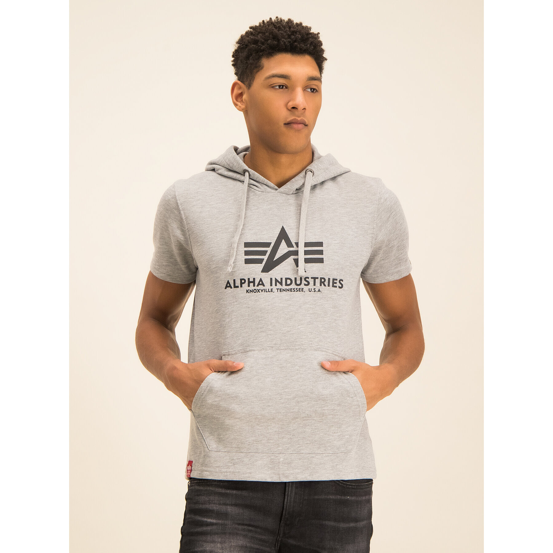 Alpha Industries Bluză Basic T Hooded 126507 Gri Regular Fit - Pled.ro