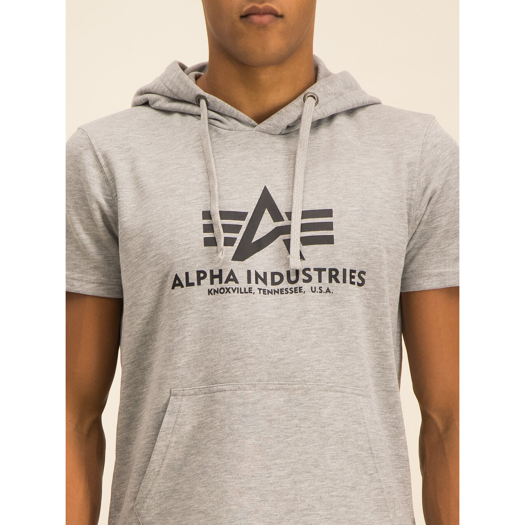 Alpha Industries Bluză Basic T Hooded 126507 Gri Regular Fit - Pled.ro