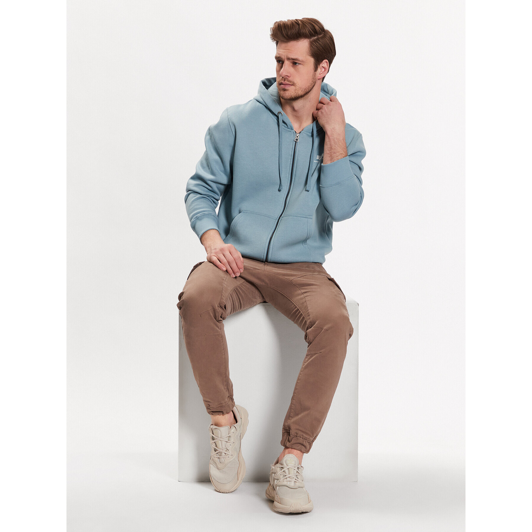 Alpha Industries Bluză Basic Zip 118342 Albastru Regular Fit - Pled.ro