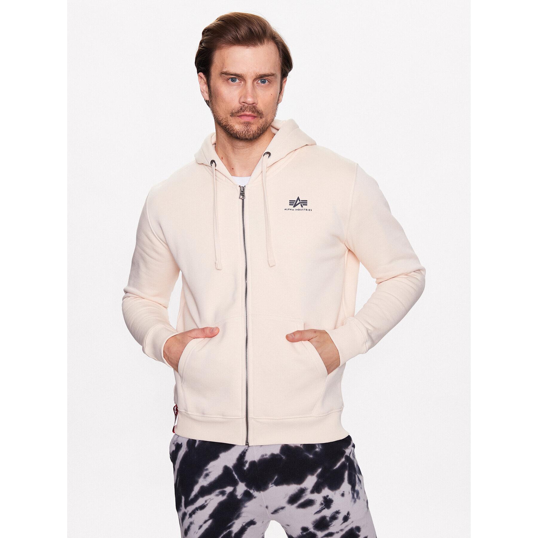 Alpha Industries Bluză Basic Zip 118342 Bej Regular Fit - Pled.ro