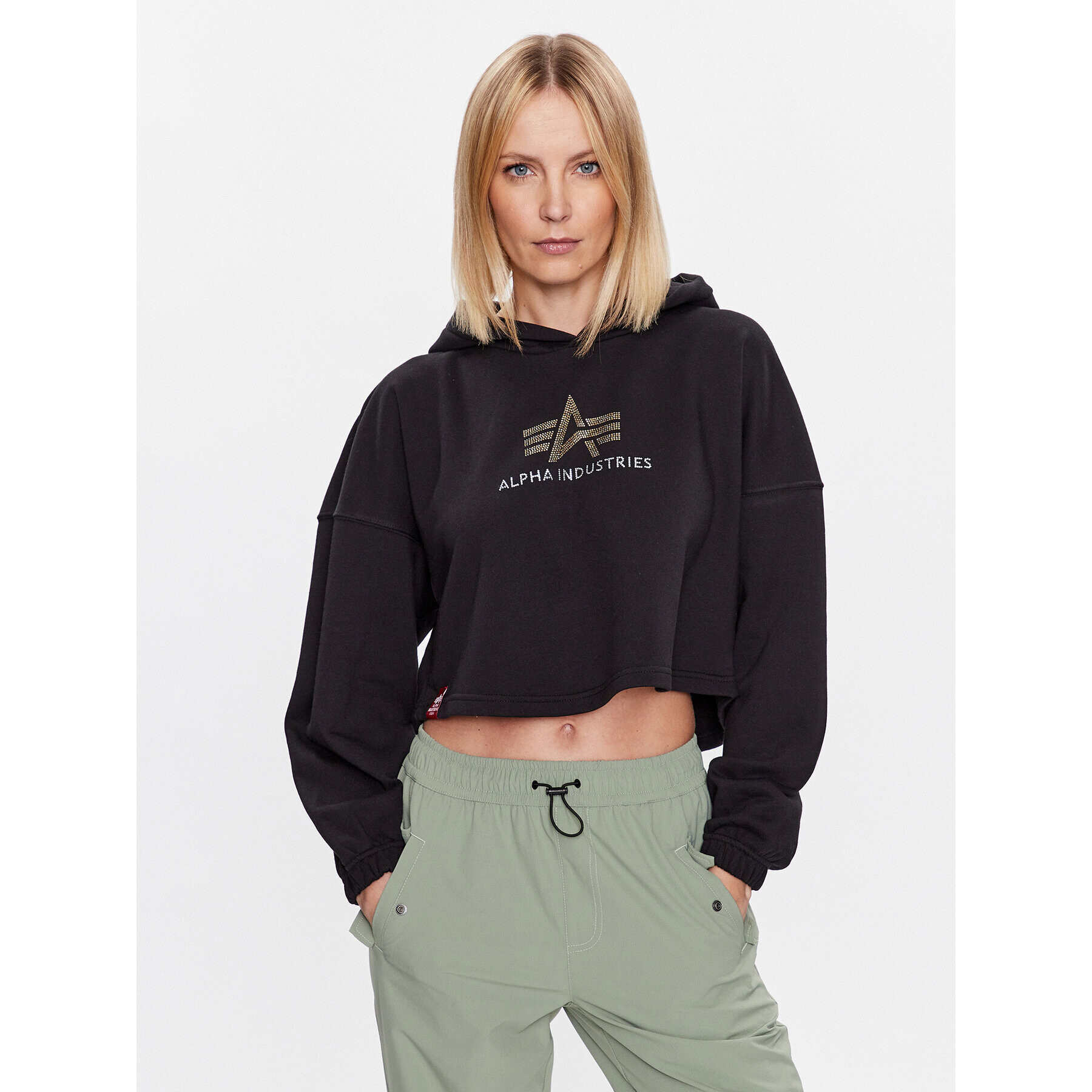 Alpha Industries Bluză Crystal Cos 136041 Negru Oversize - Pled.ro