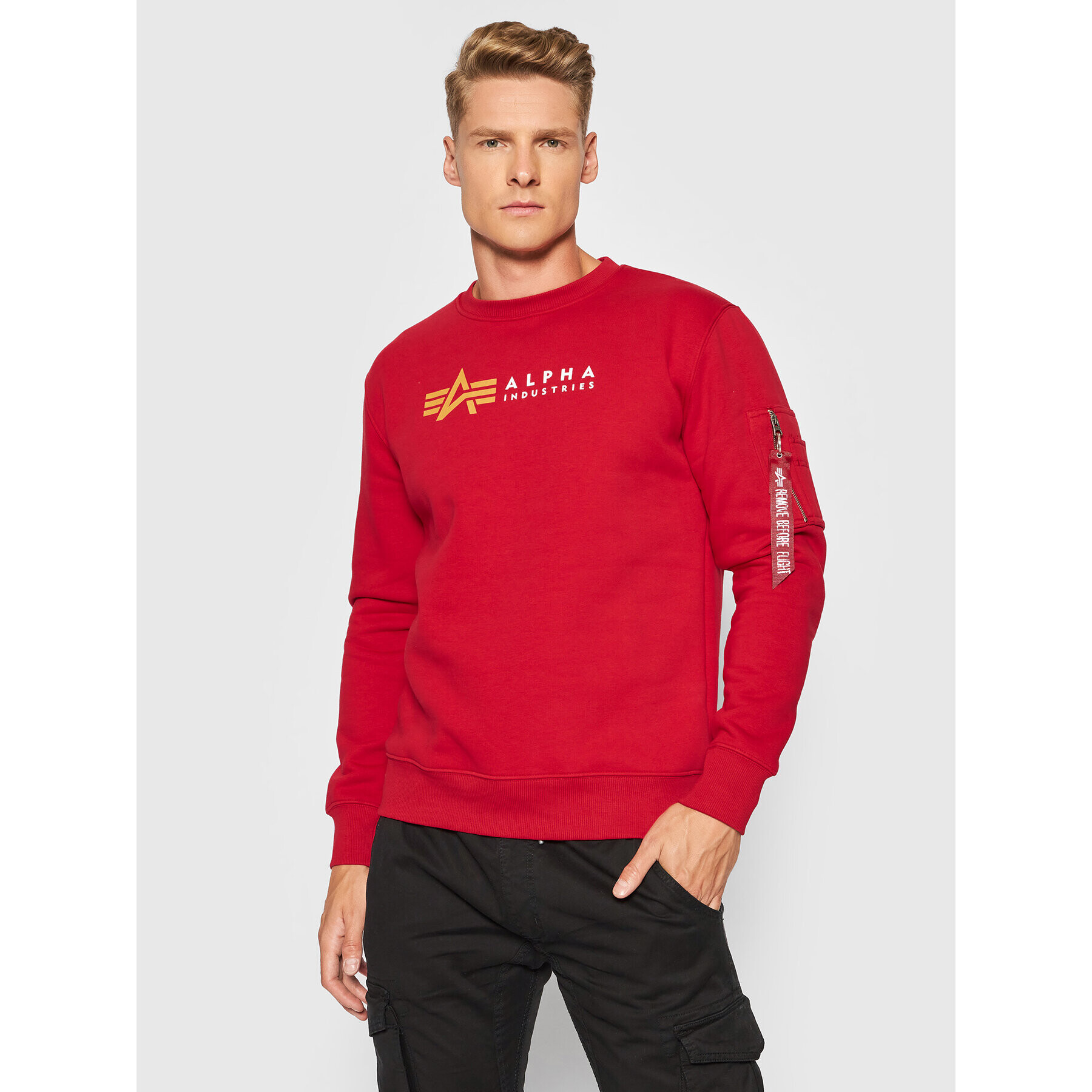 Alpha Industries Bluză Label 118312 Roșu Regular Fit - Pled.ro