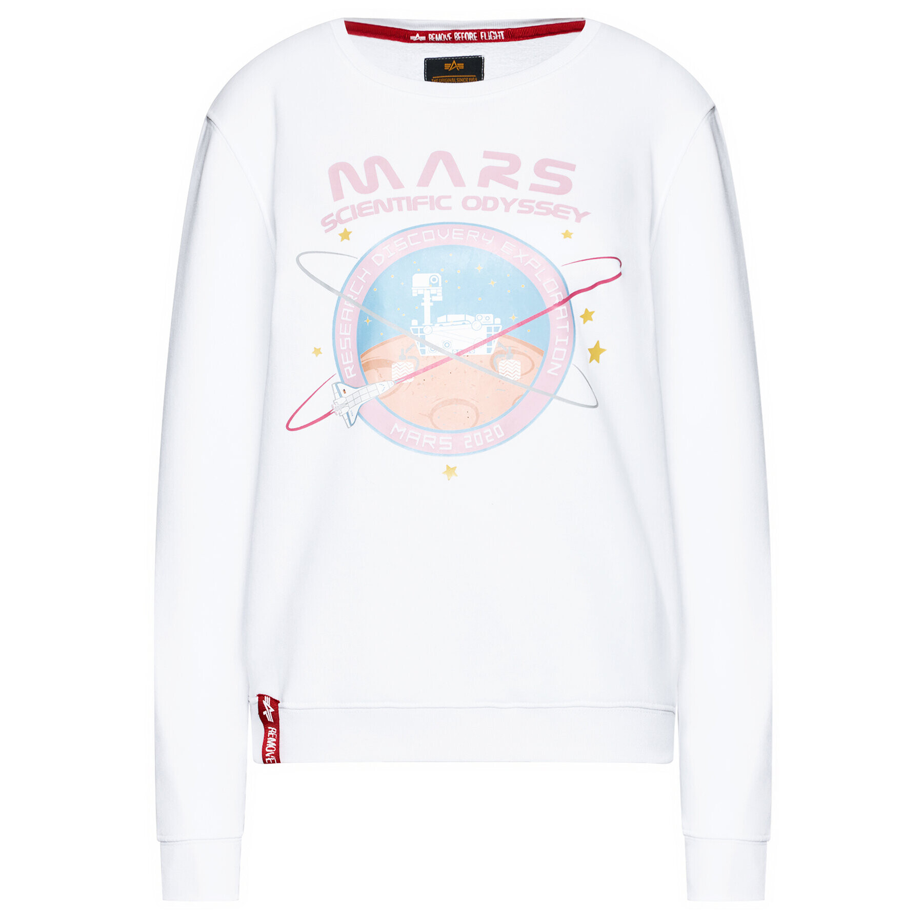 Alpha Industries Bluză Mission To Mars 126070 Alb Regular Fit - Pled.ro