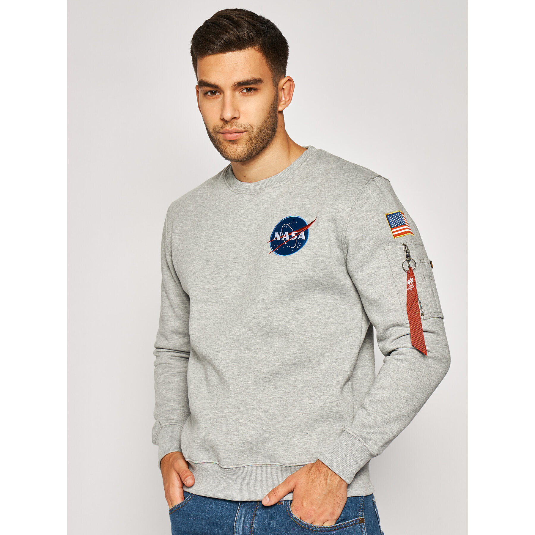 Alpha Industries Bluză Nasa 186304 Gri Regular Fit - Pled.ro